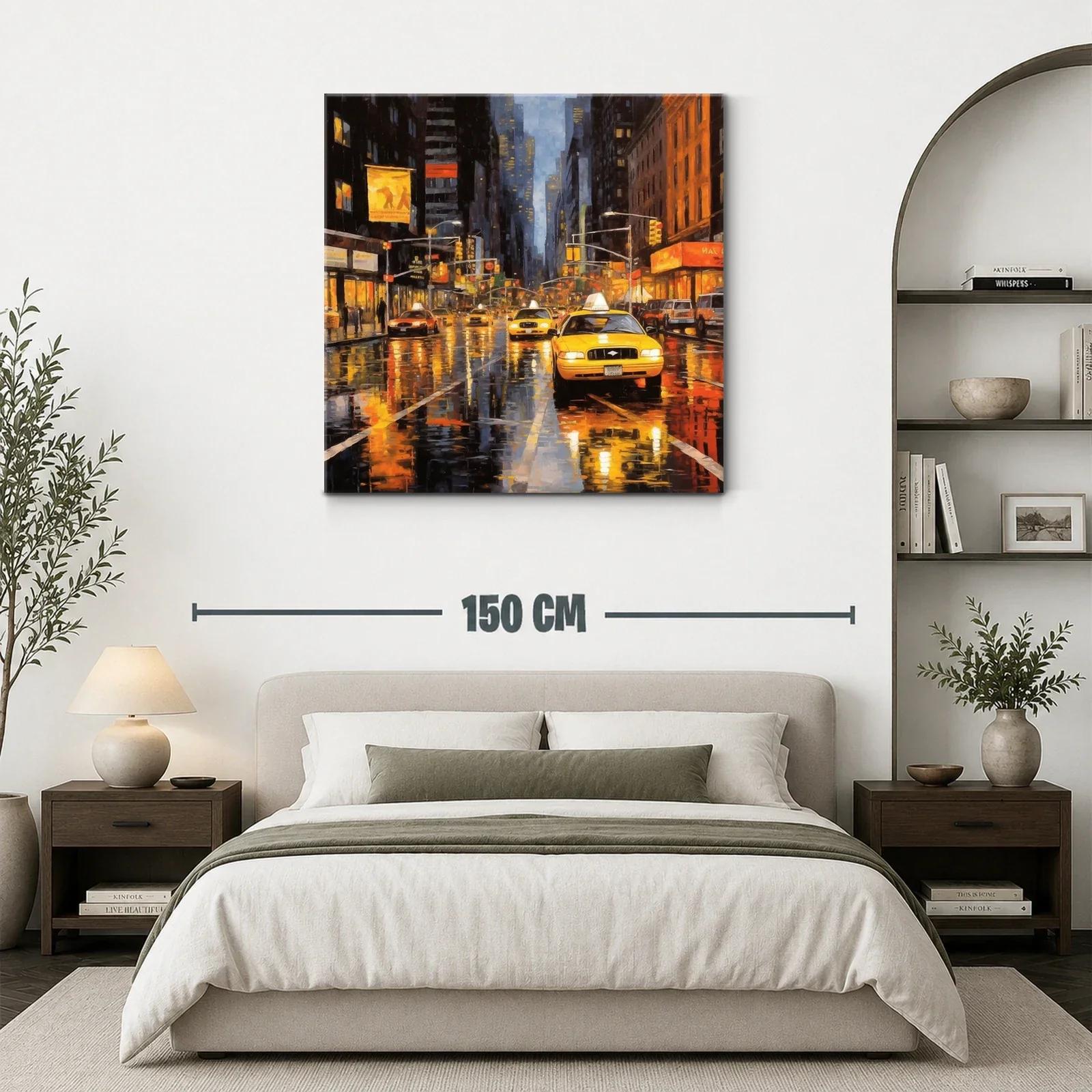 Atardecer Urbano con Taxis Amarillos en Ciudad Llovediza — miniatura 3