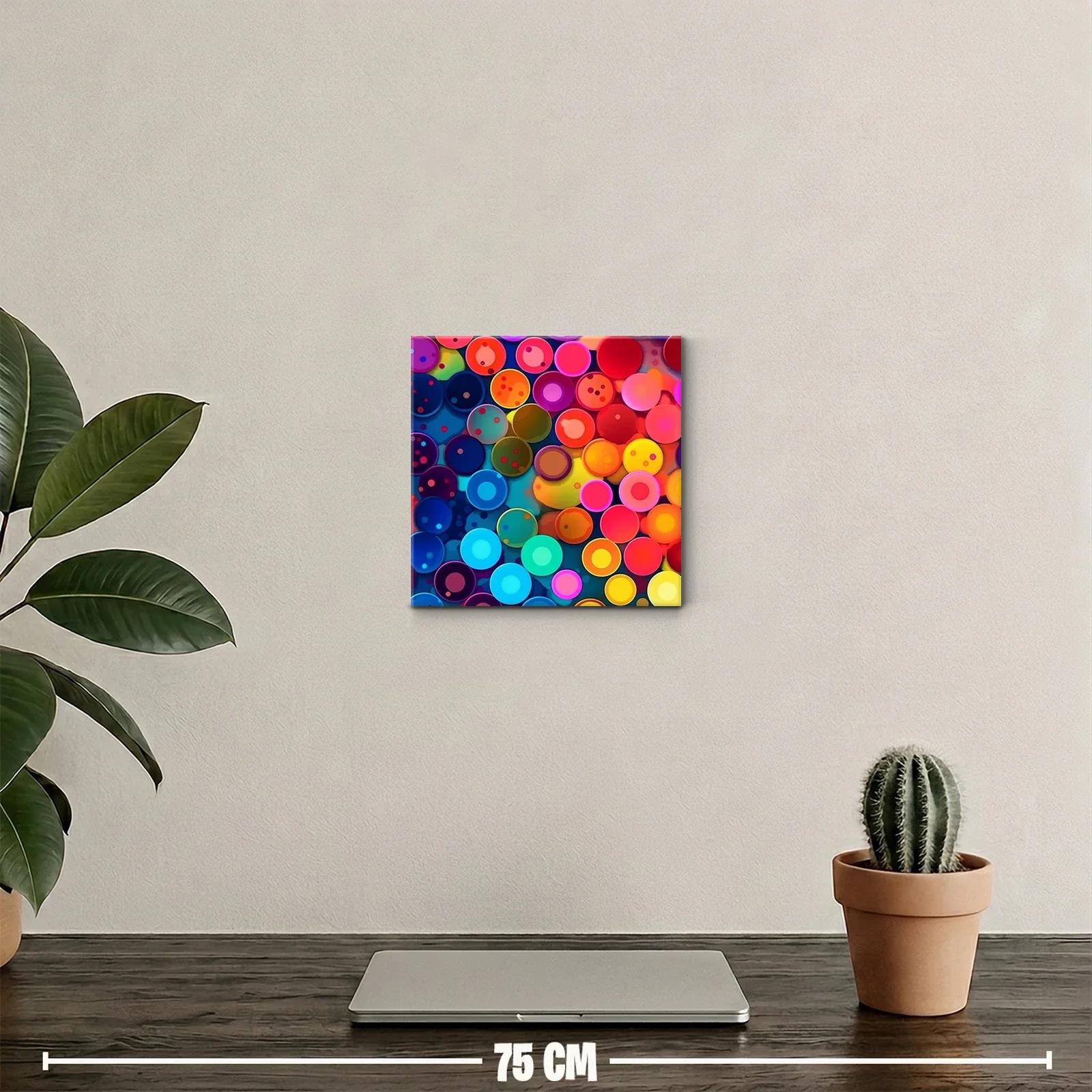 Cuadro abstracto con círculos vibrantes y colores intensos — miniatura 2
