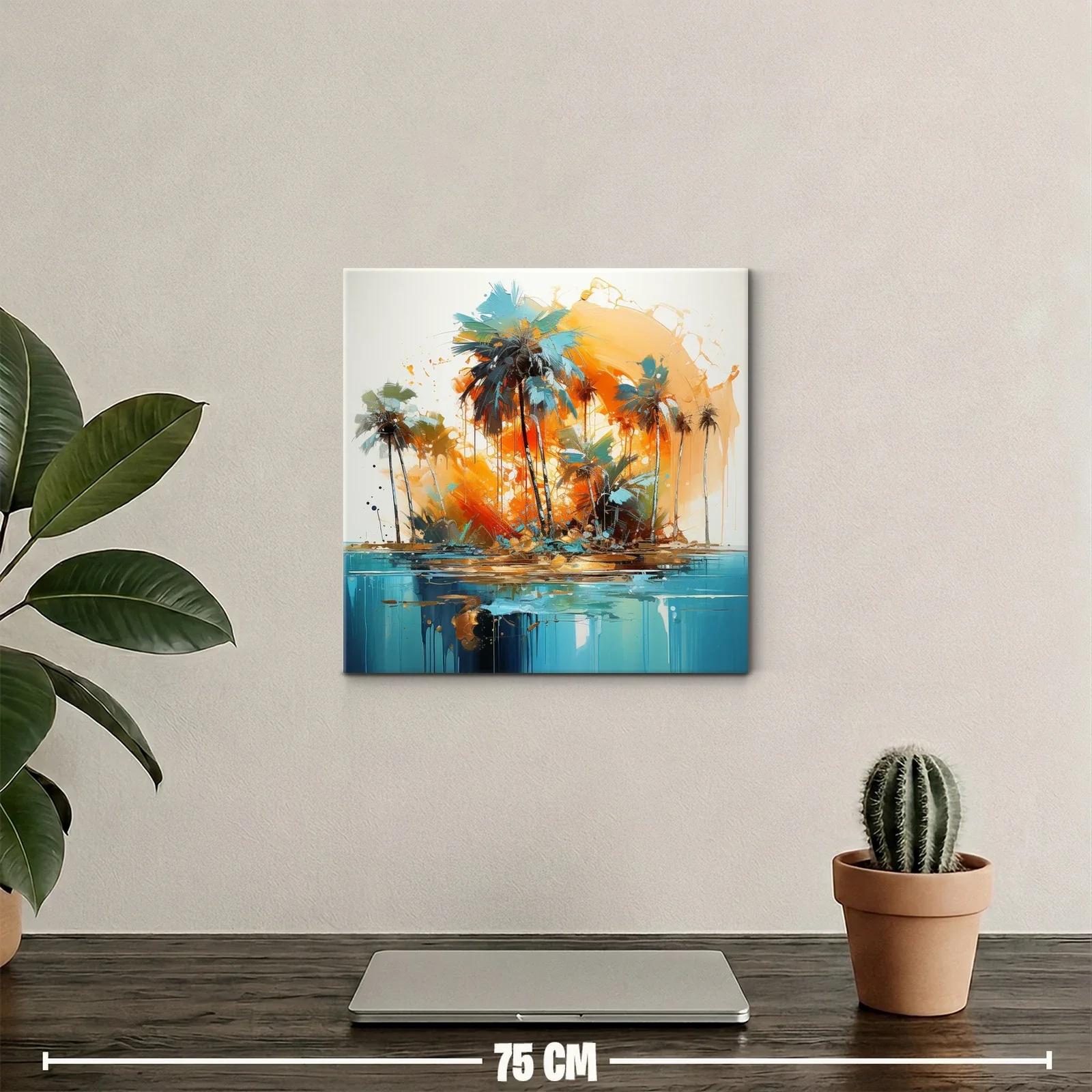 Palmeras tropicales con vibrantes tonos cálidos y fríos — miniatura 2