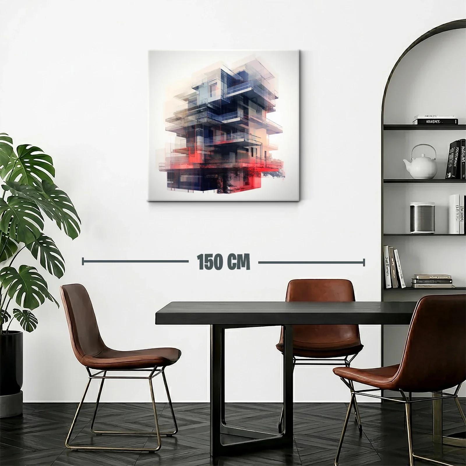 Composición abstracta de arquitectura futurista en tonos rojos y azules — miniatura 2