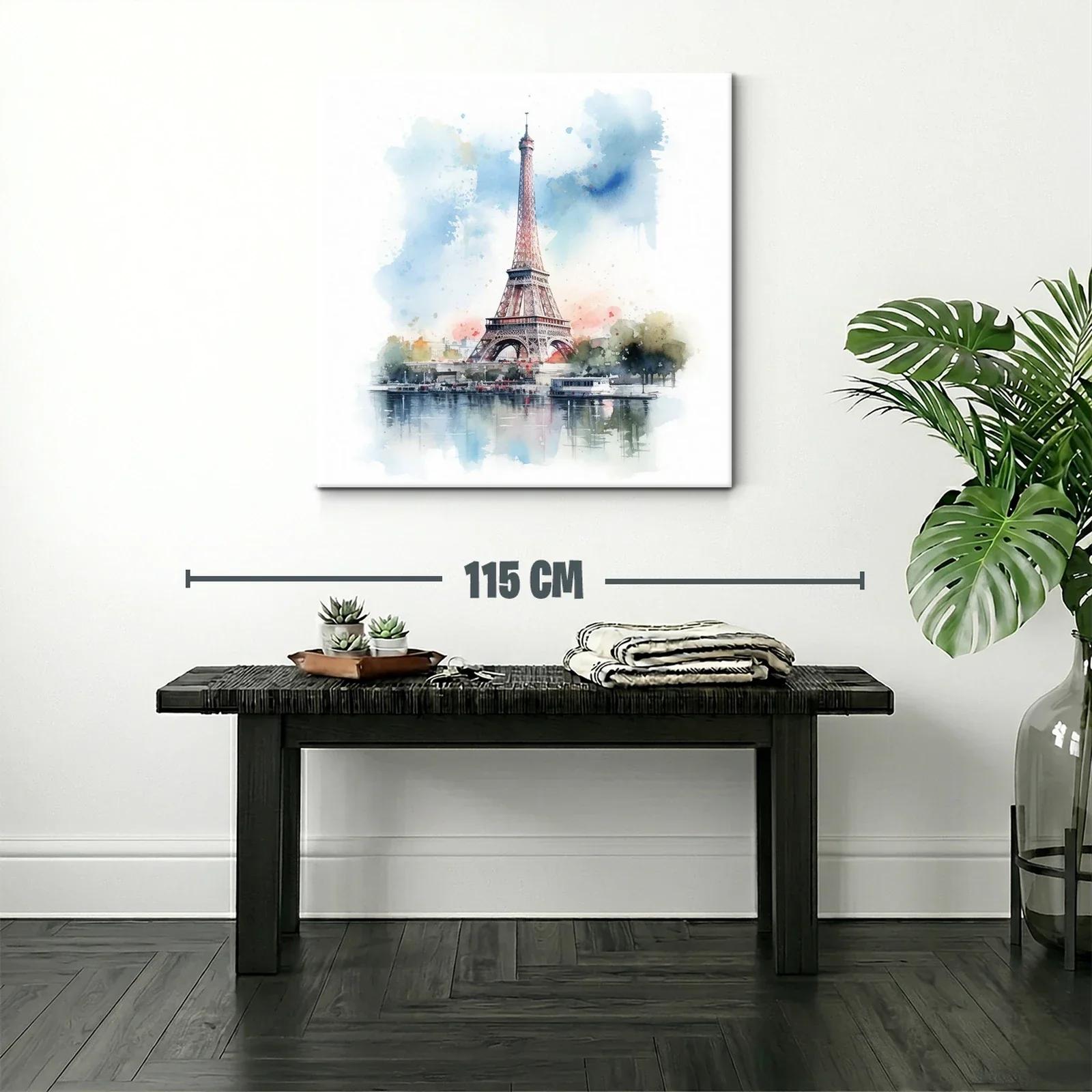 Eiffel Tower en acuarela con tonos suaves y vibrantes — miniatura 2
