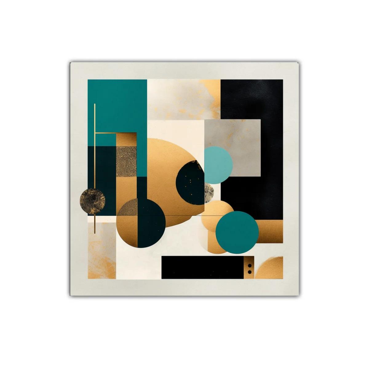 Composición abstracta con tonos dorados y azul profundo — imagen principal