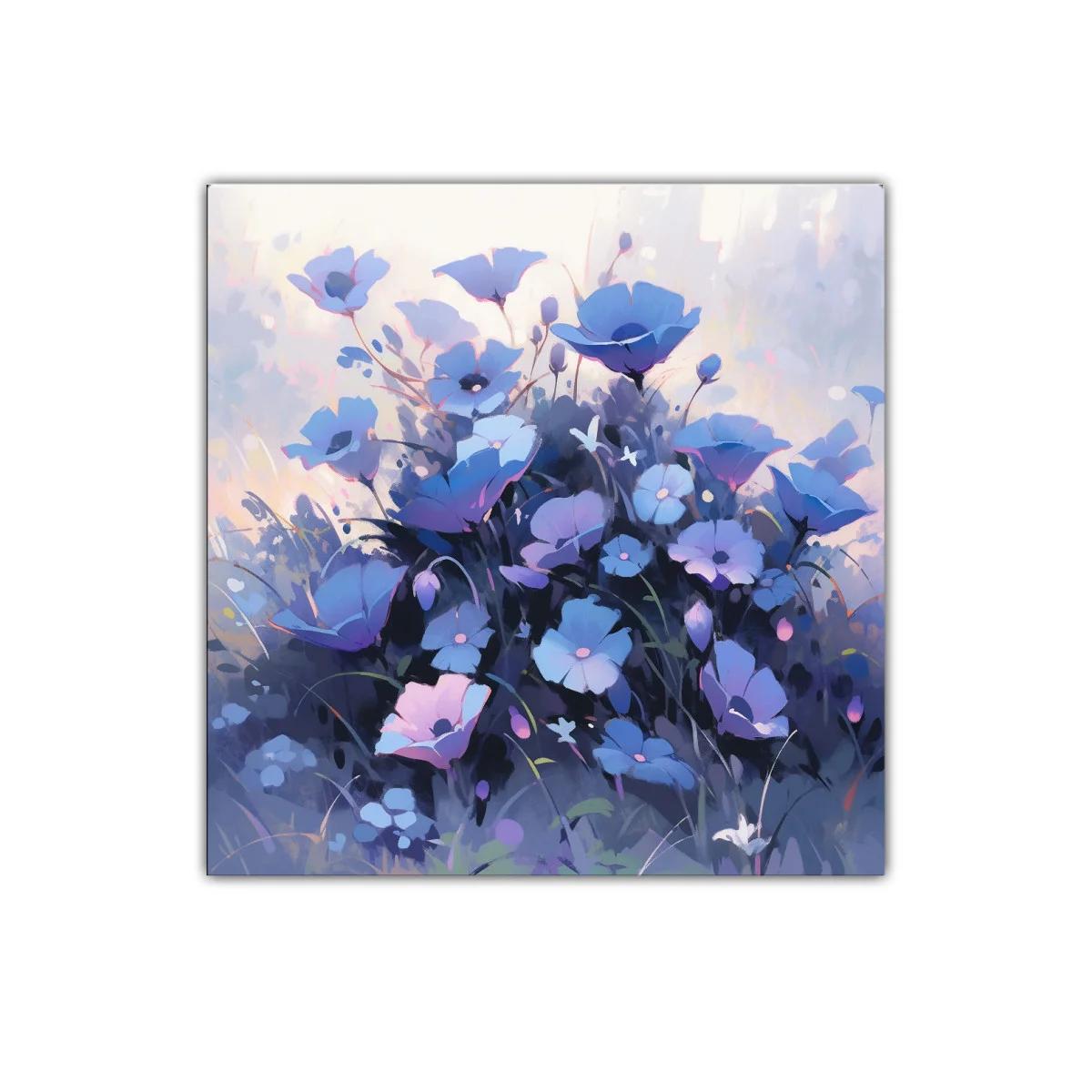 Cuadro decorativo flores azules en delicado ramo