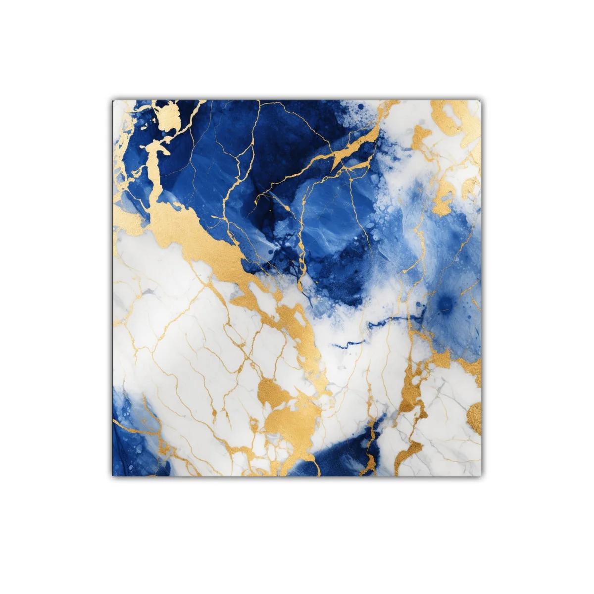 Arte abstracto en azul y dorado para decoración elegante
