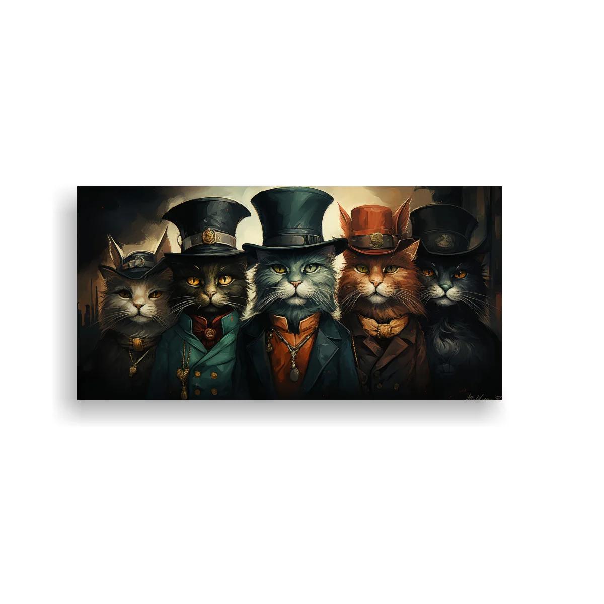 Cuadro cinco gatos con sombrero de copa y corbata — imagen principal