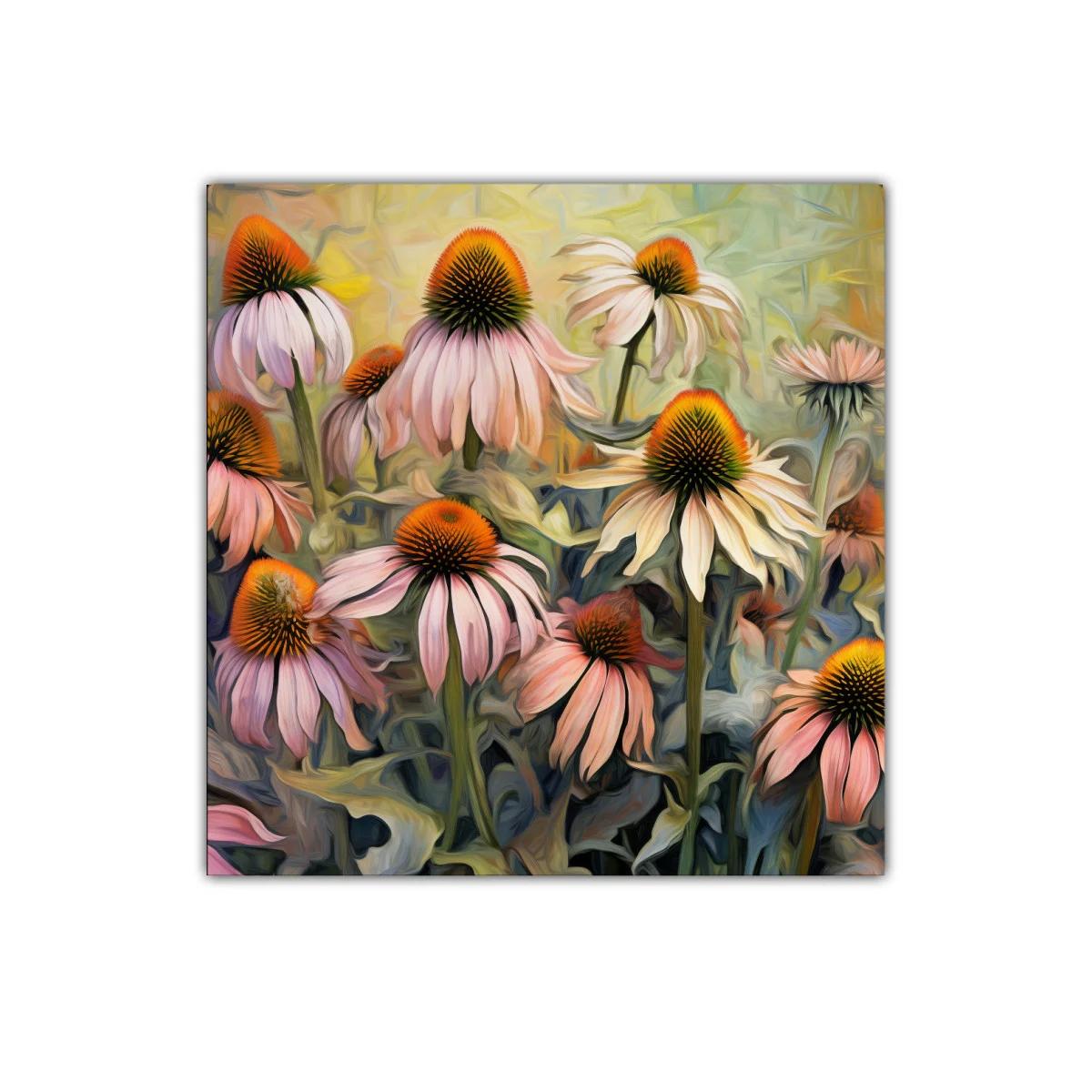 Cuadro decorativo con flores de coneflower en tonos cálidos — imagen principal