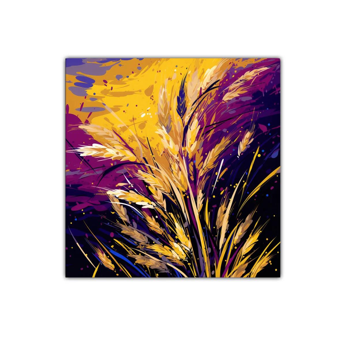 Cuadro decorativo con espigas doradas y fondo vibrante — imagen principal