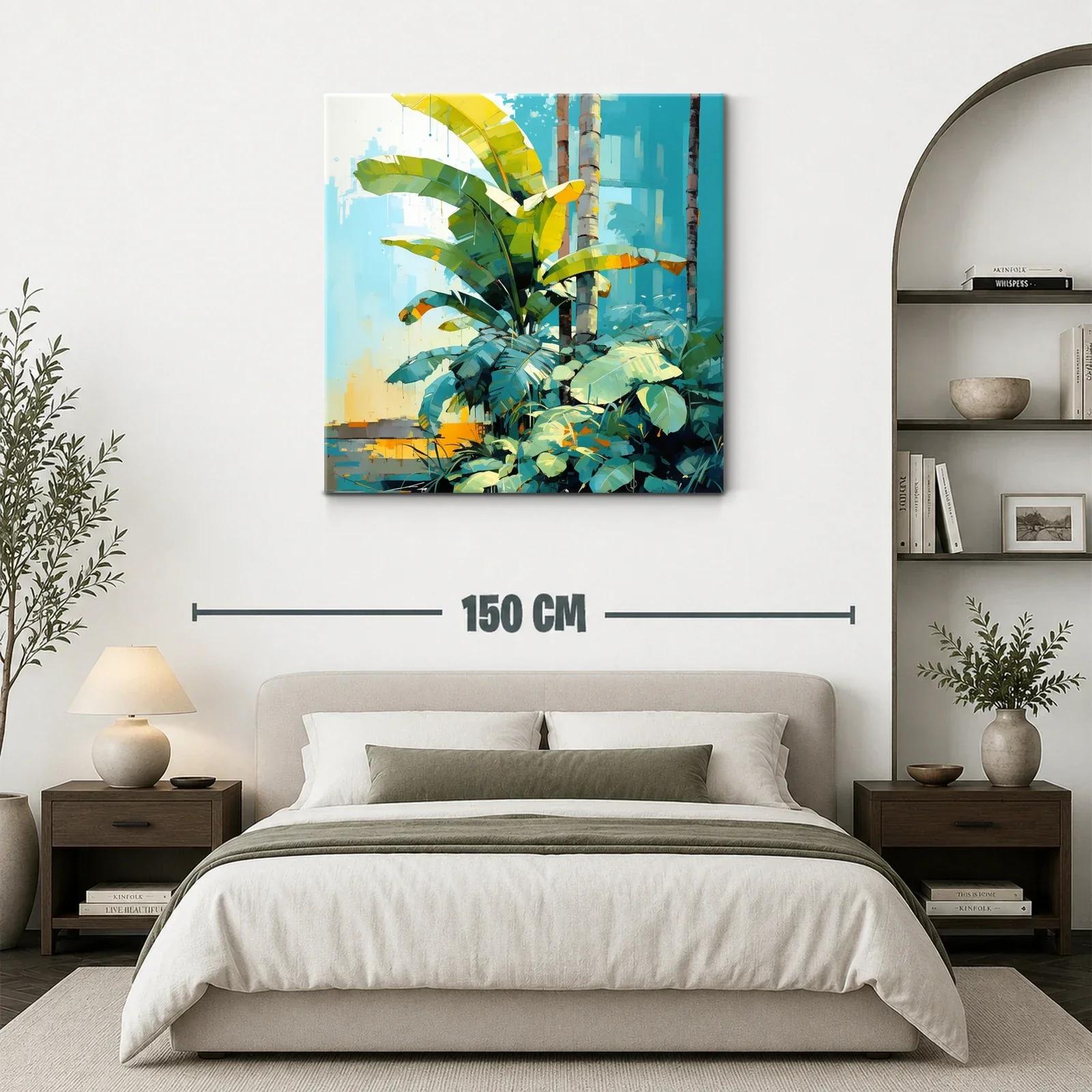Exuberante jungla tropical con hojas verdes y luz cálida — miniatura 3