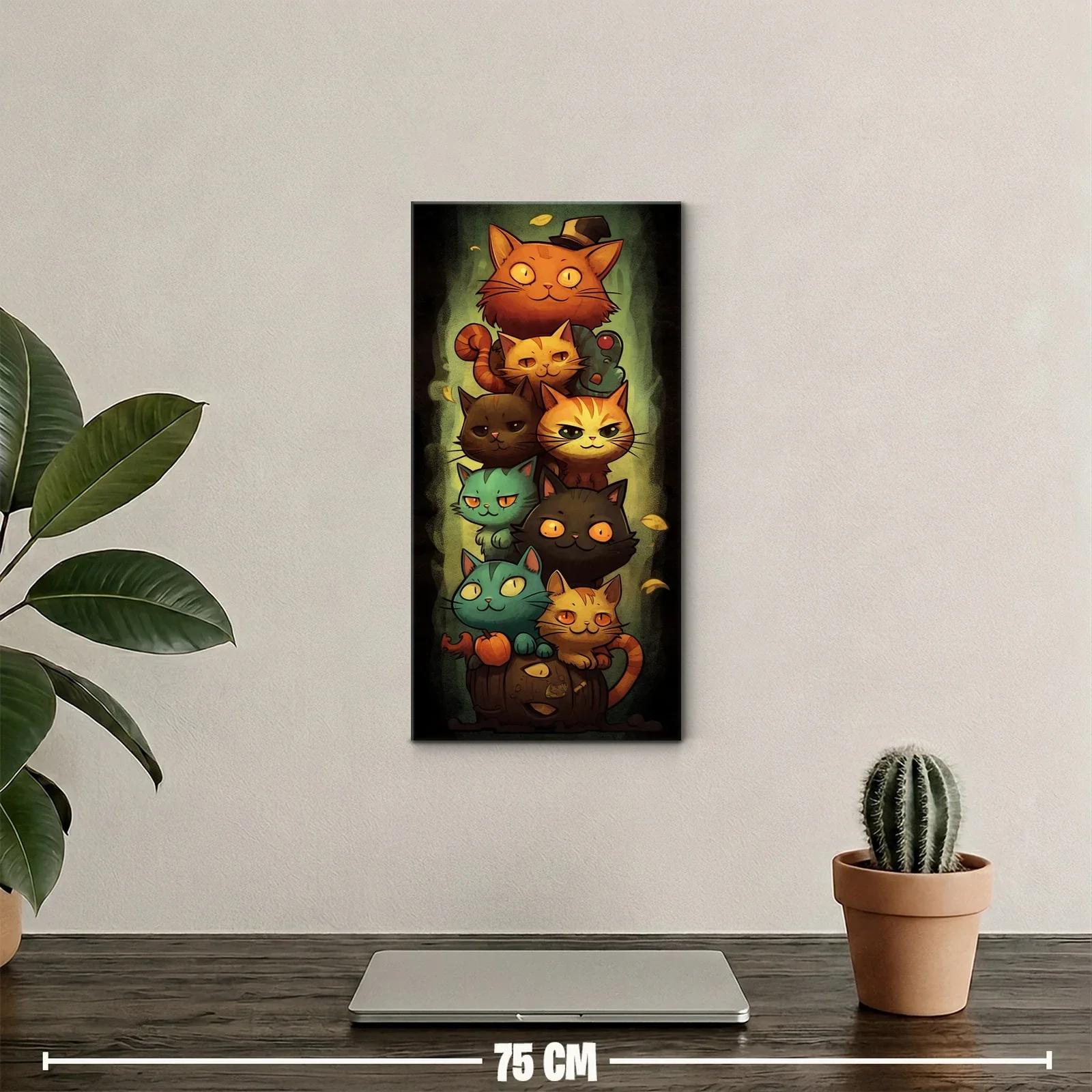 Cuadro grupo de gatos apilados con sombrero de bruja — miniatura 2