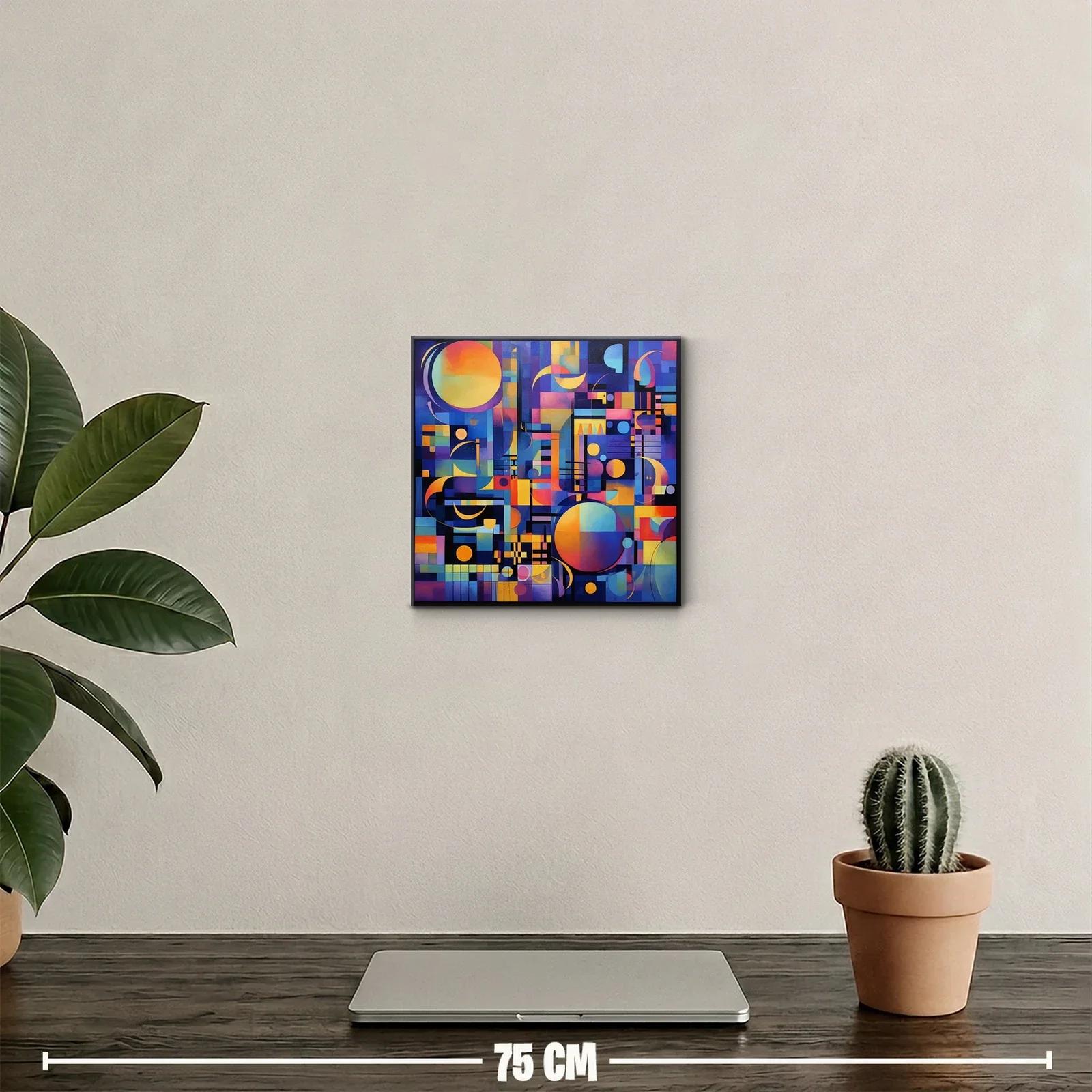 Cuadro abstracto con formas geométricas y colores vibrantes — miniatura 2