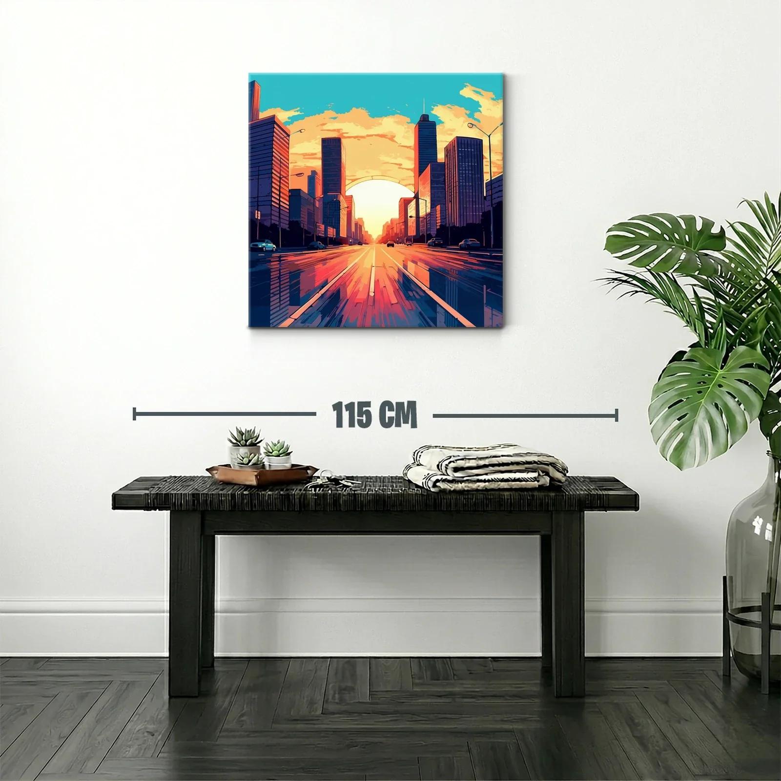 Atardecer urbano con reflejos vibrantes en la ciudad — miniatura 2