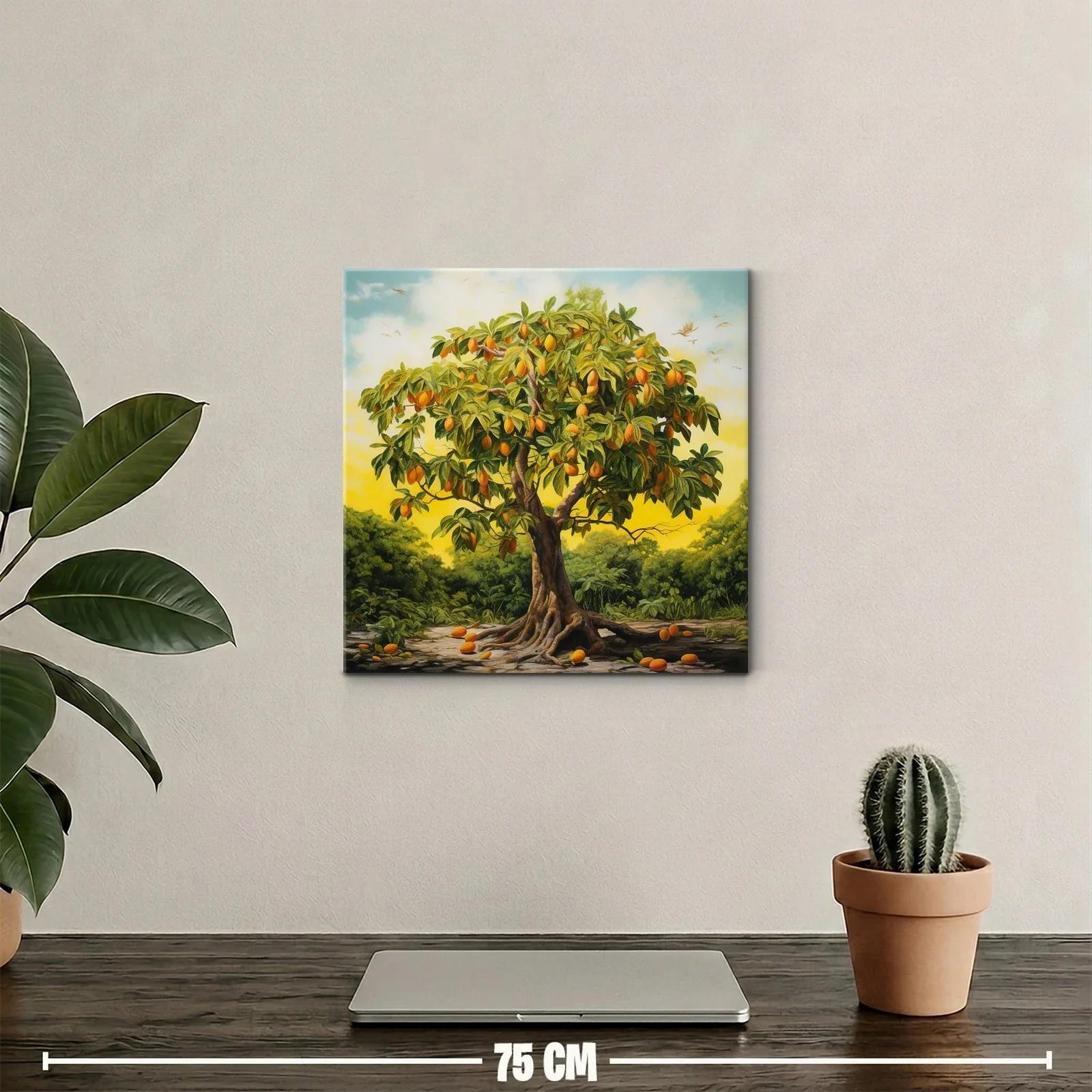 Cuadro árbol frutal en paisaje al atardecer vibrante — miniatura 2