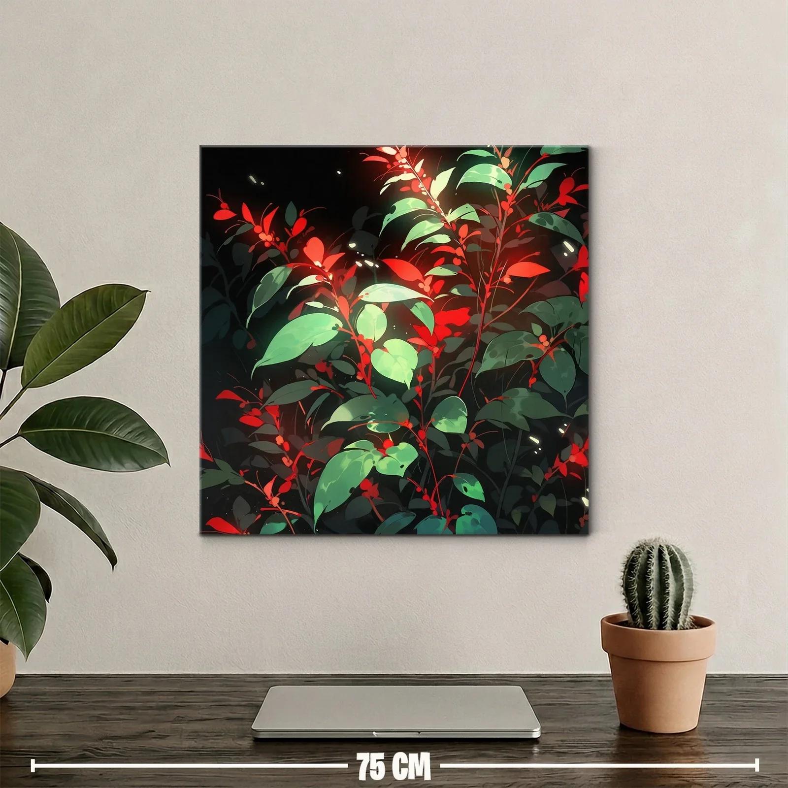 Naturaleza vibrante con hojas verdes y toques rojos llamativos — miniatura 2