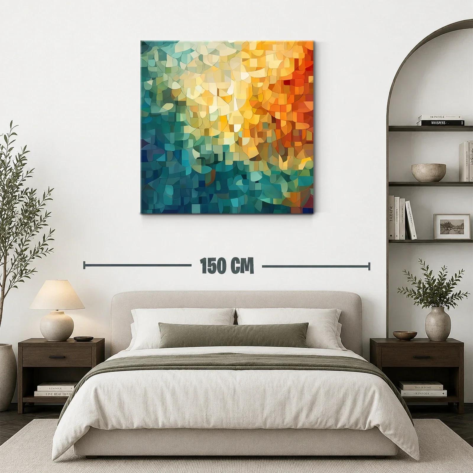 Cuadro Abstracto con Paleta Cálida y Fría en Composición Orgánica — miniatura 3