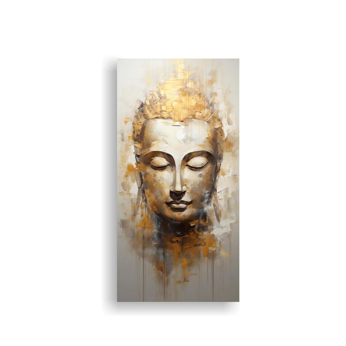 Cuadro Buda con tocado dorado y goteos