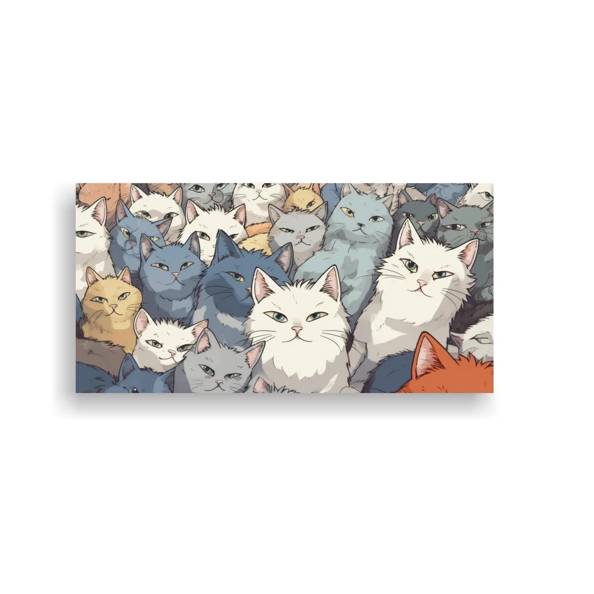 Cuadro grupo de gatos con efecto de multitud