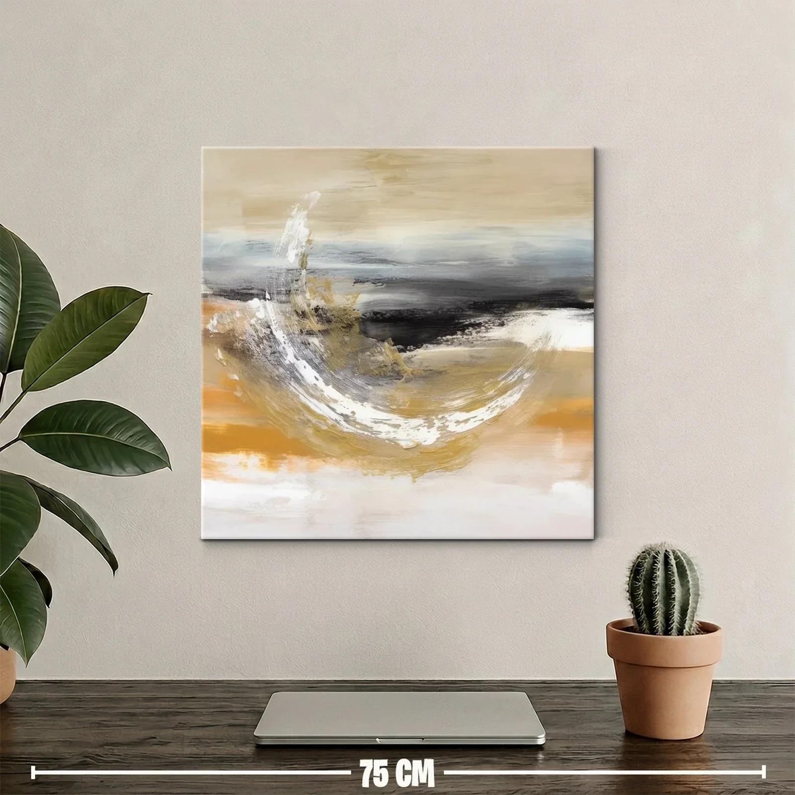 Cuadro abstracto con texturas orgánicas y tonos cálidos — miniatura 2