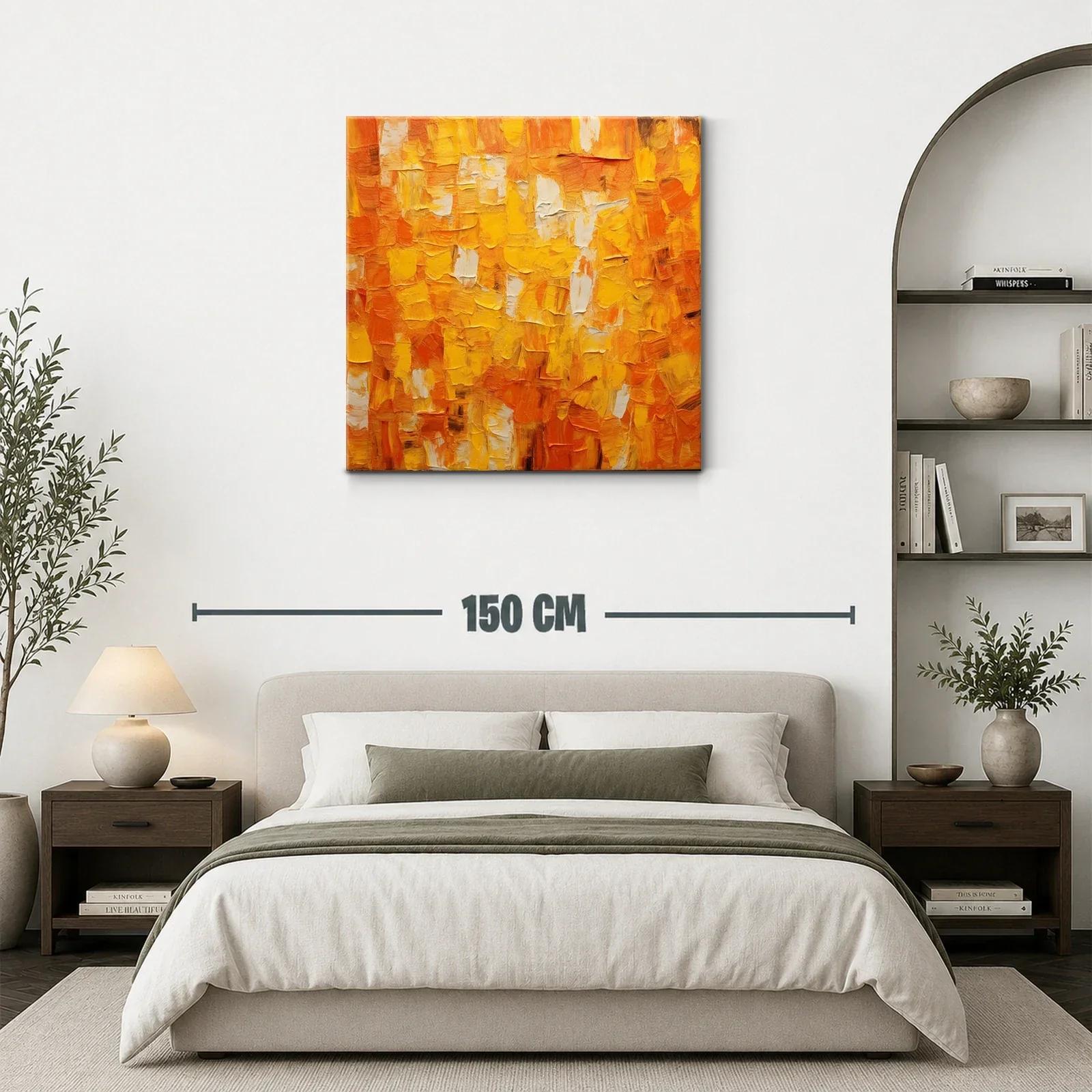 Cuadro abstracto en tonos cálidos naranjas y amarillos — miniatura 3