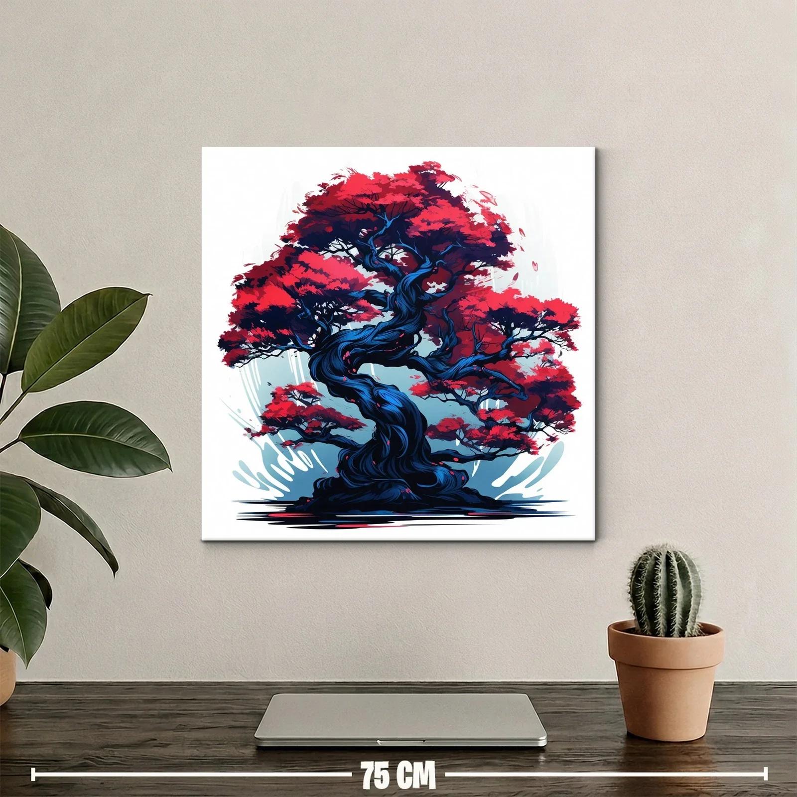 Árbol elegante con follaje rojo vibrante y tronco azul oscuro — miniatura 2