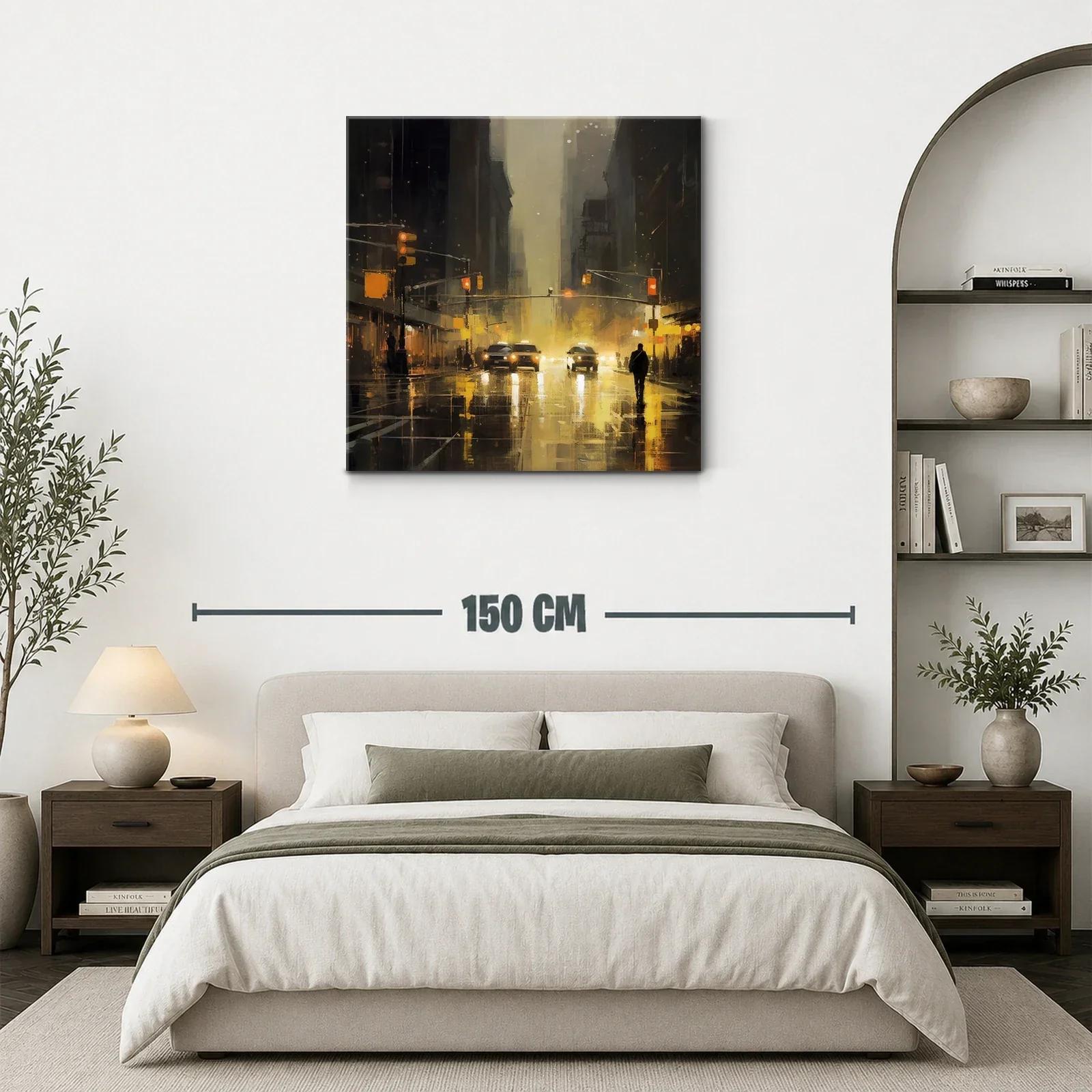Ambiente urbano nocturno con luces cálidas y reflejos — miniatura 3