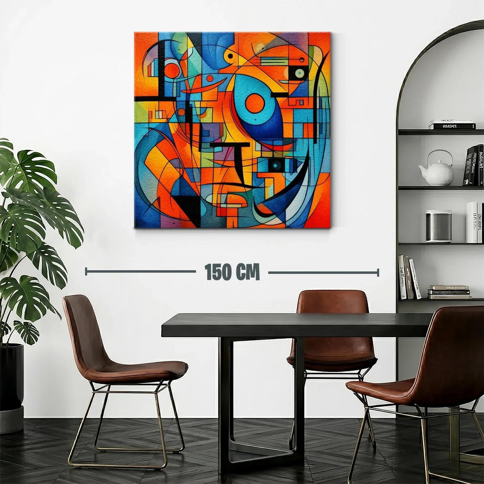 Composición abstracta en tonos cálidos y fríos vibrantes — miniatura 2