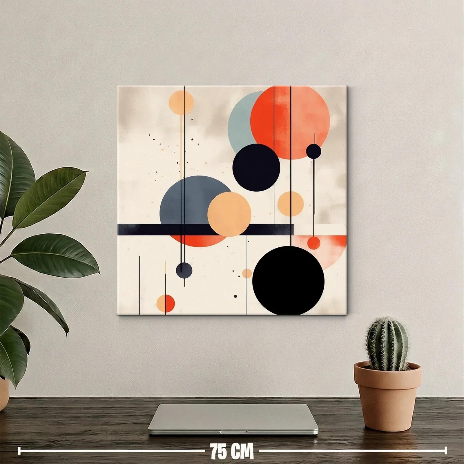 Cuadro abstracto con círculos en tonos cálidos y neutros — miniatura 2