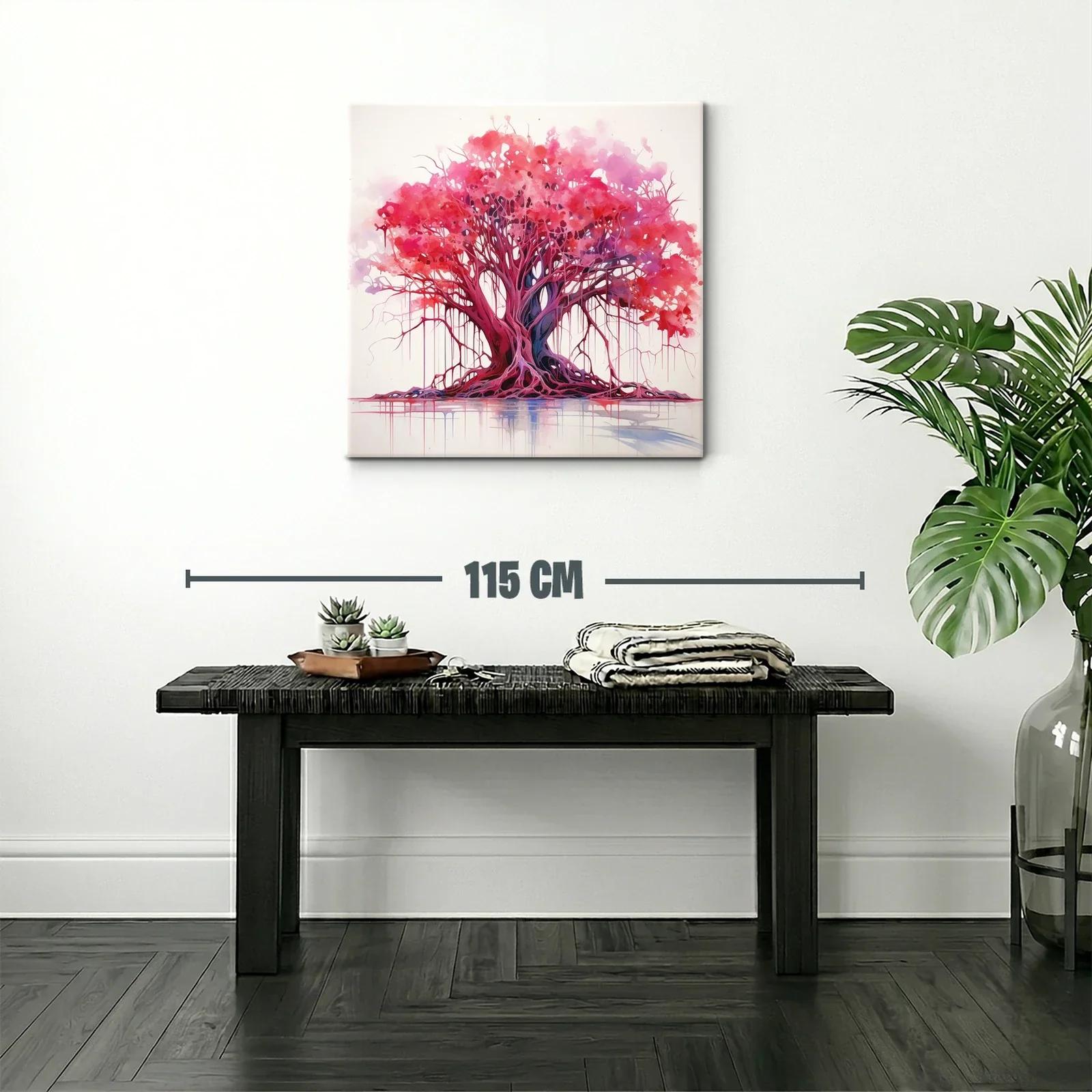 Árbol vibrante con tonos rojos y morados en composición fluida — miniatura 2