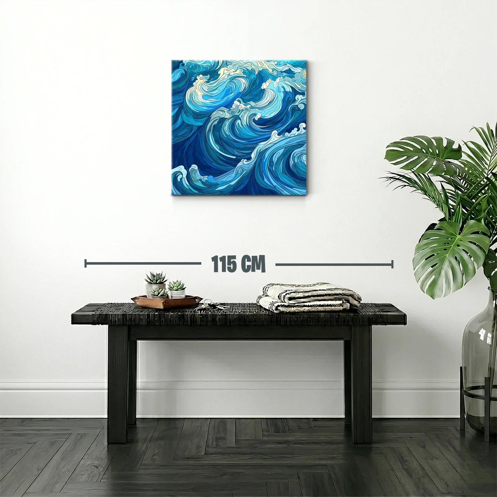 Dinámica composición de olas en tonos azules y cremas — miniatura 2