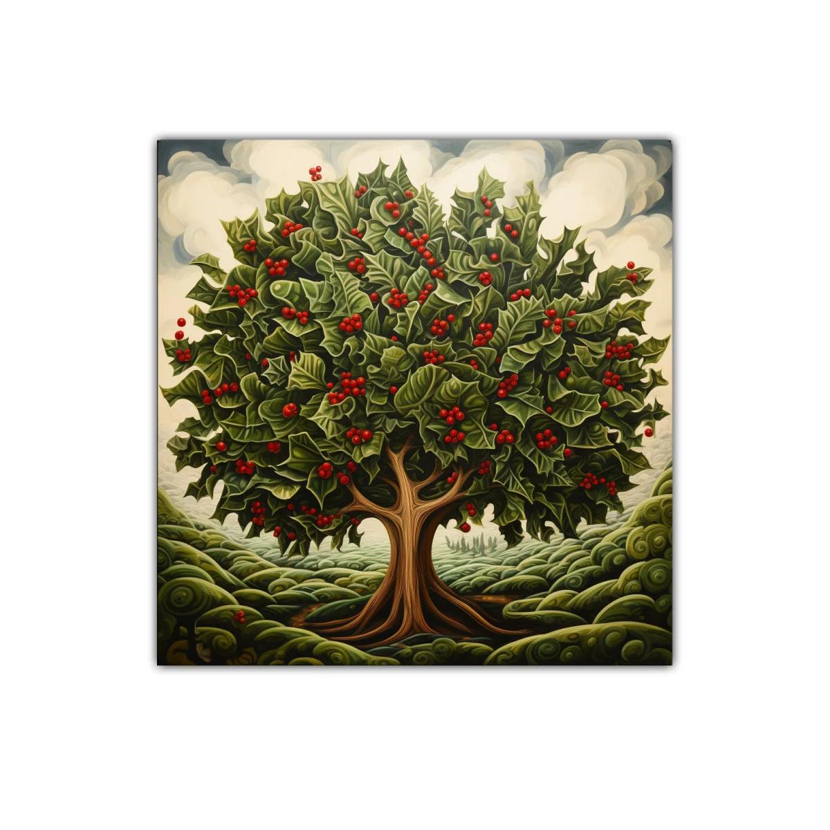 Árbol frondoso con hojas verdes y frutos rojos vibrantes — miniatura 1