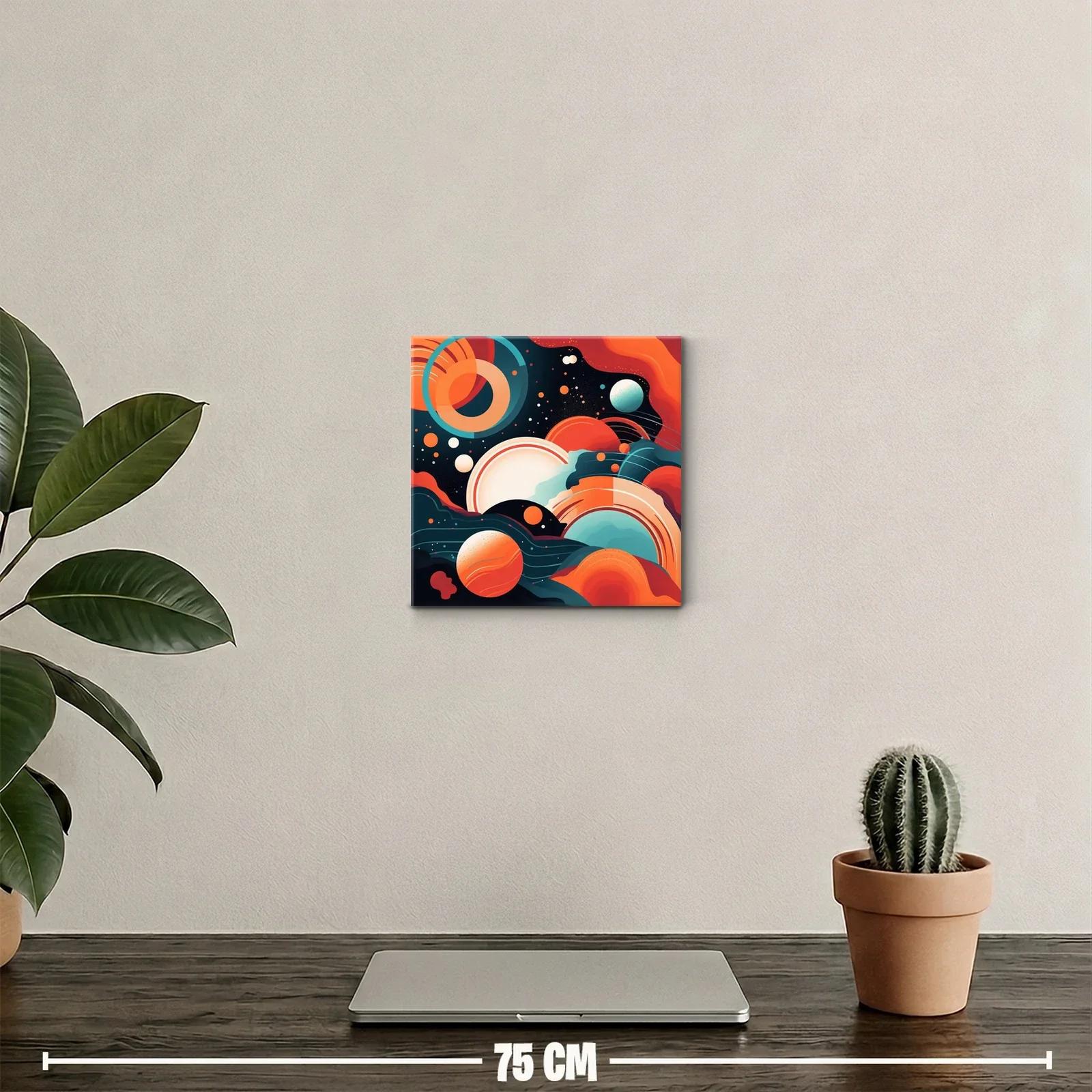Composición abstracta con formas planetarias y colores vibrantes — miniatura 2