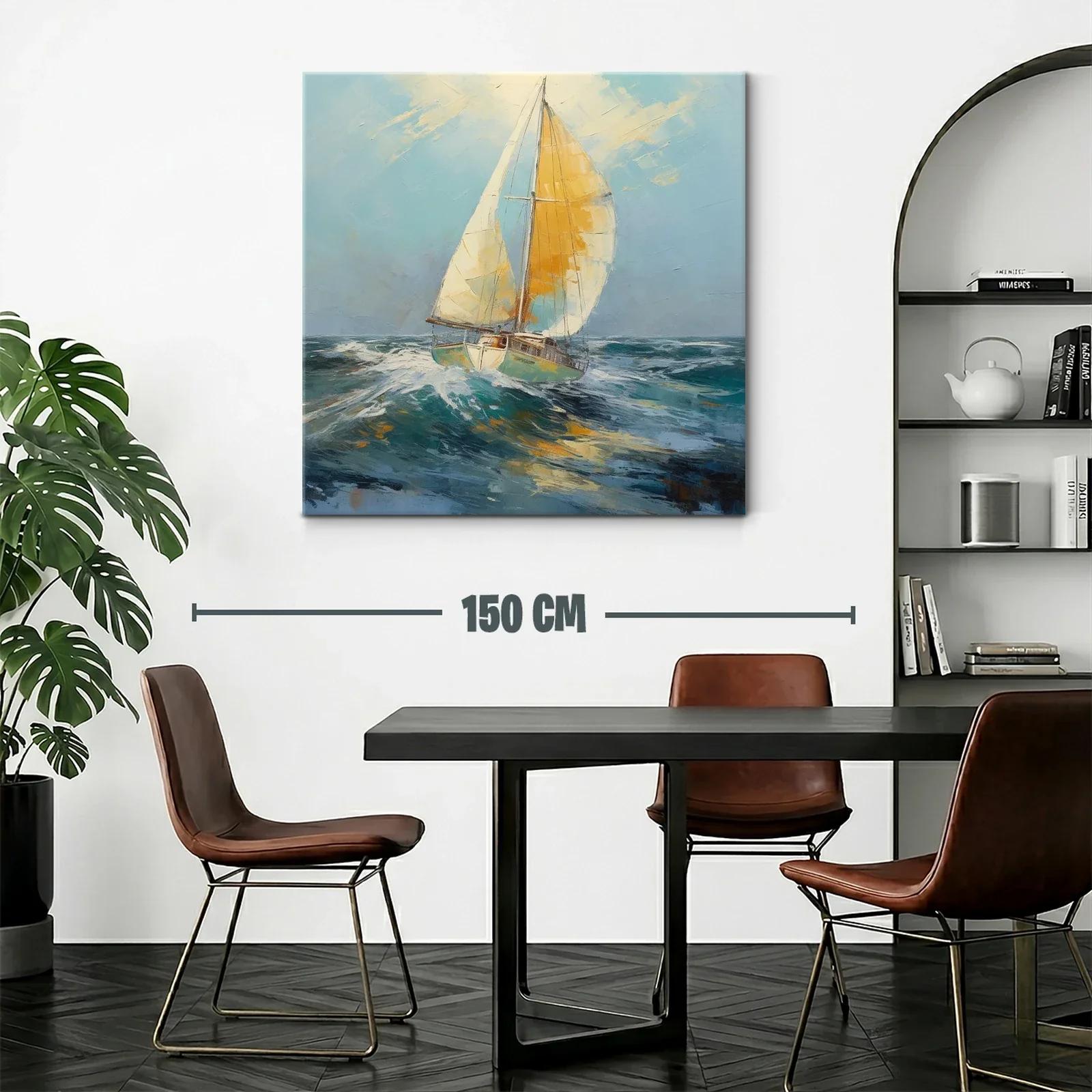 Velero navegando entre olas al viento marino — miniatura 2