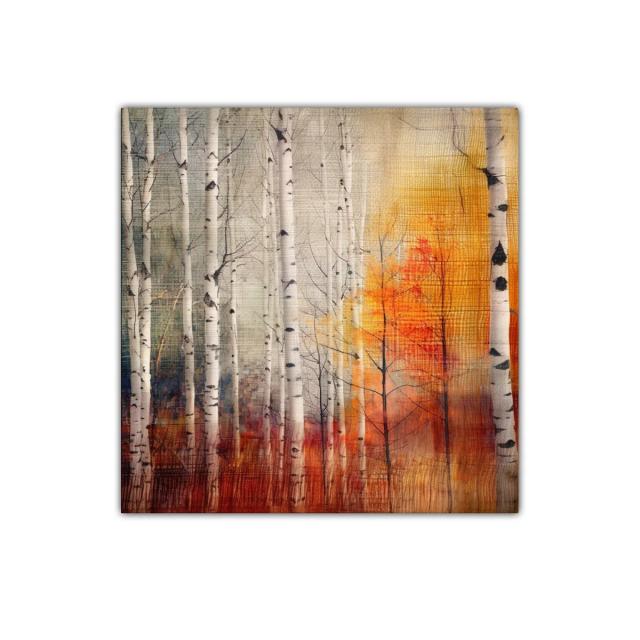 Bosque de abedules con tonos cálidos y grises