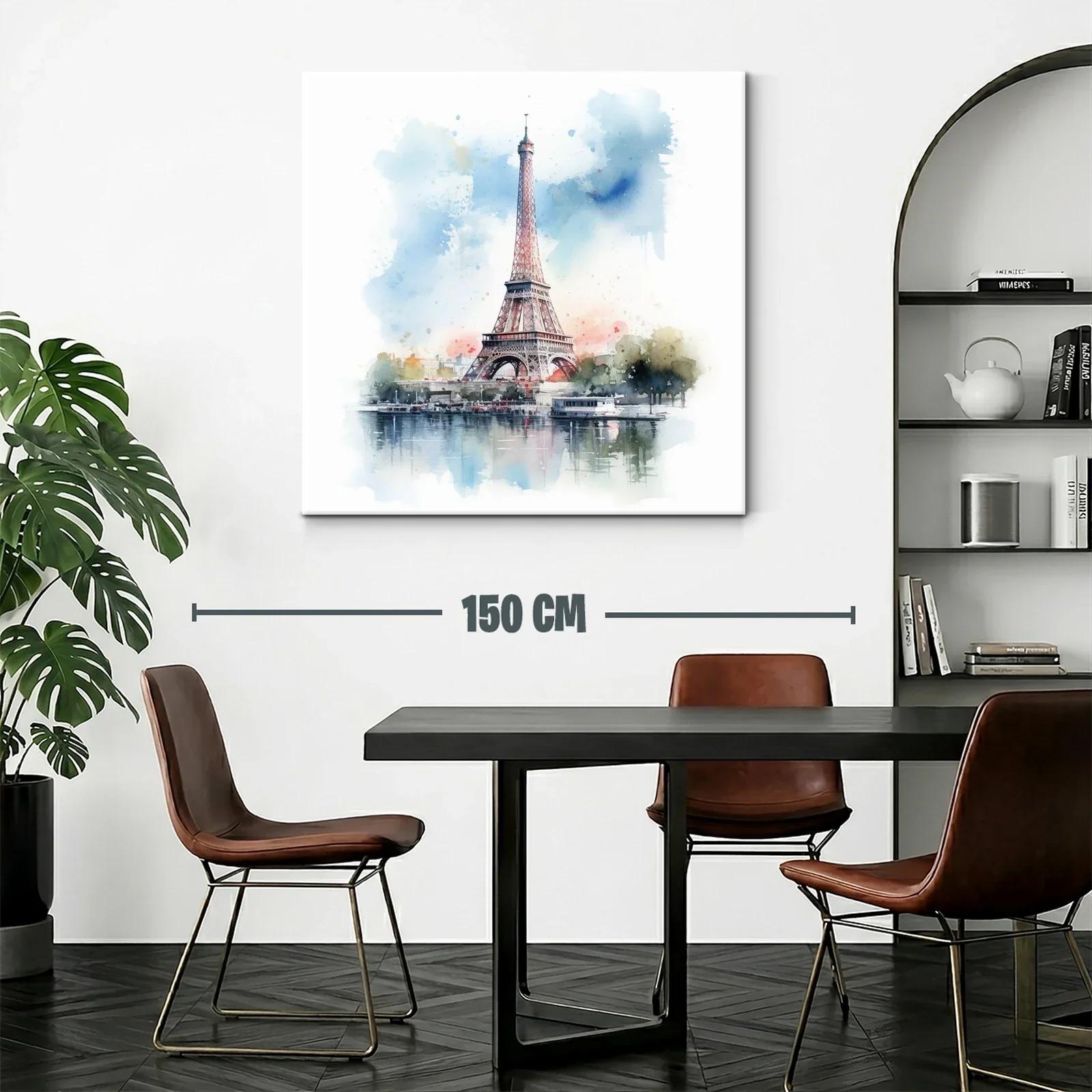Eiffel Tower en acuarela con tonos suaves y vibrantes — miniatura 2