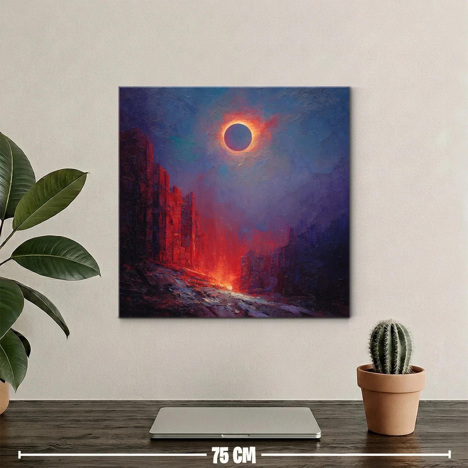 Eclipse solar sobre paisaje urbano en llamas — miniatura 2