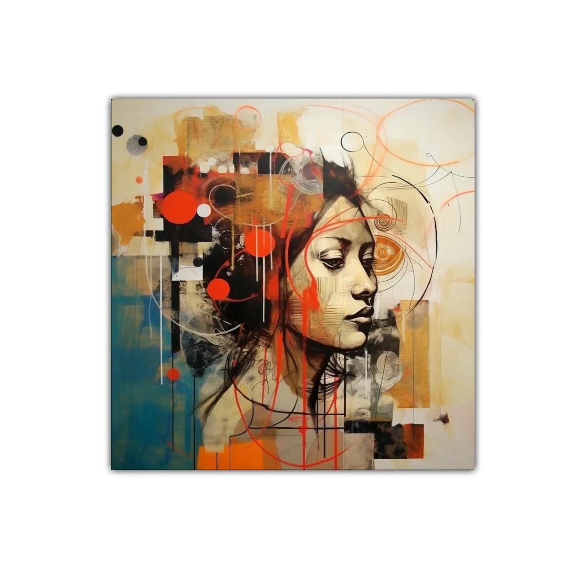 Retrato abstracto de mujer con dinamismo y color vibrante — imagen principal