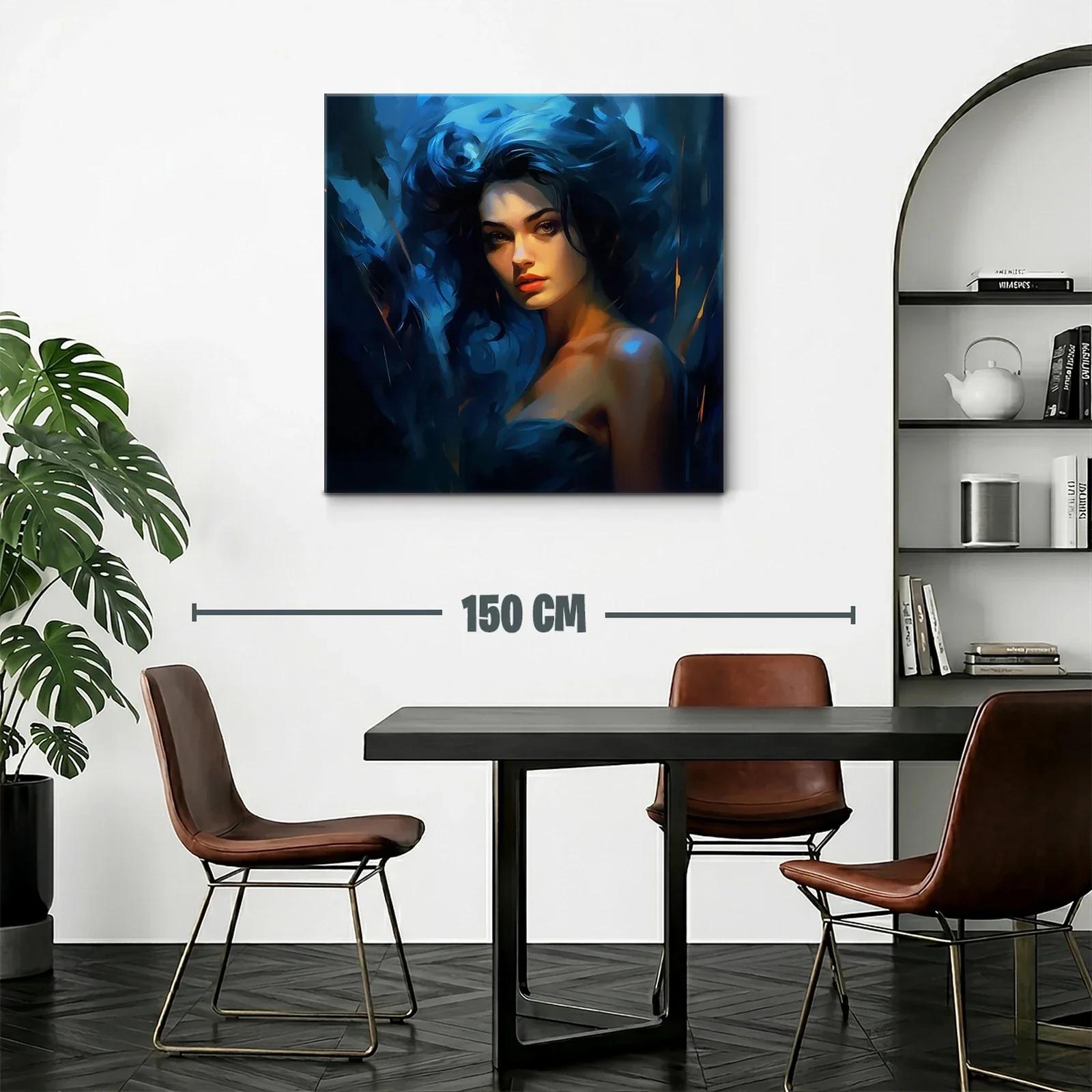 Retrato femenino con luces y sombras en tonos azules — miniatura 2