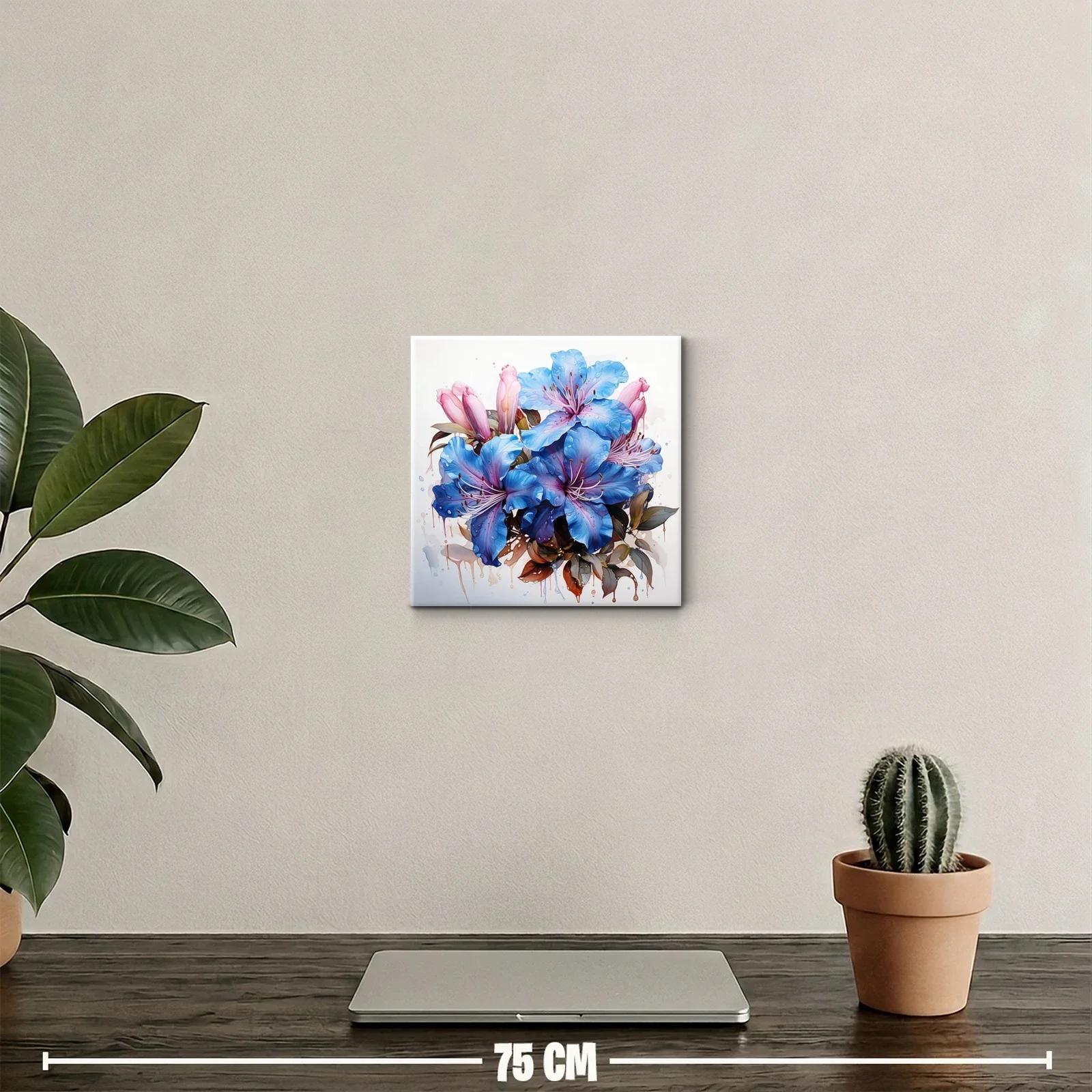 Vibrante composición floral con tonos azules y rosados cálidos — miniatura 2