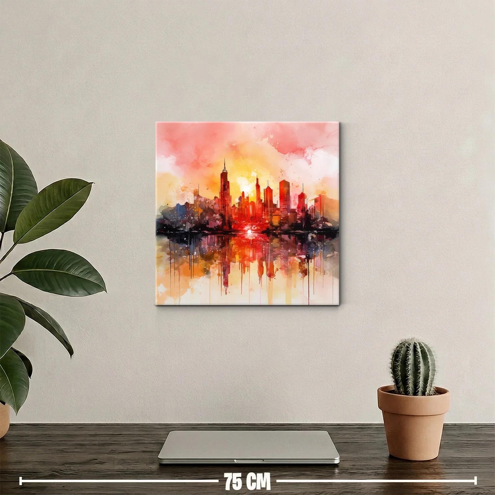 Atardecer vibrante sobre skyline urbano moderno — miniatura 2