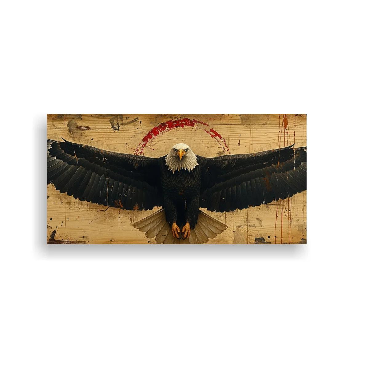 Cuadro águila calva con fondo de cartografía envejecida
