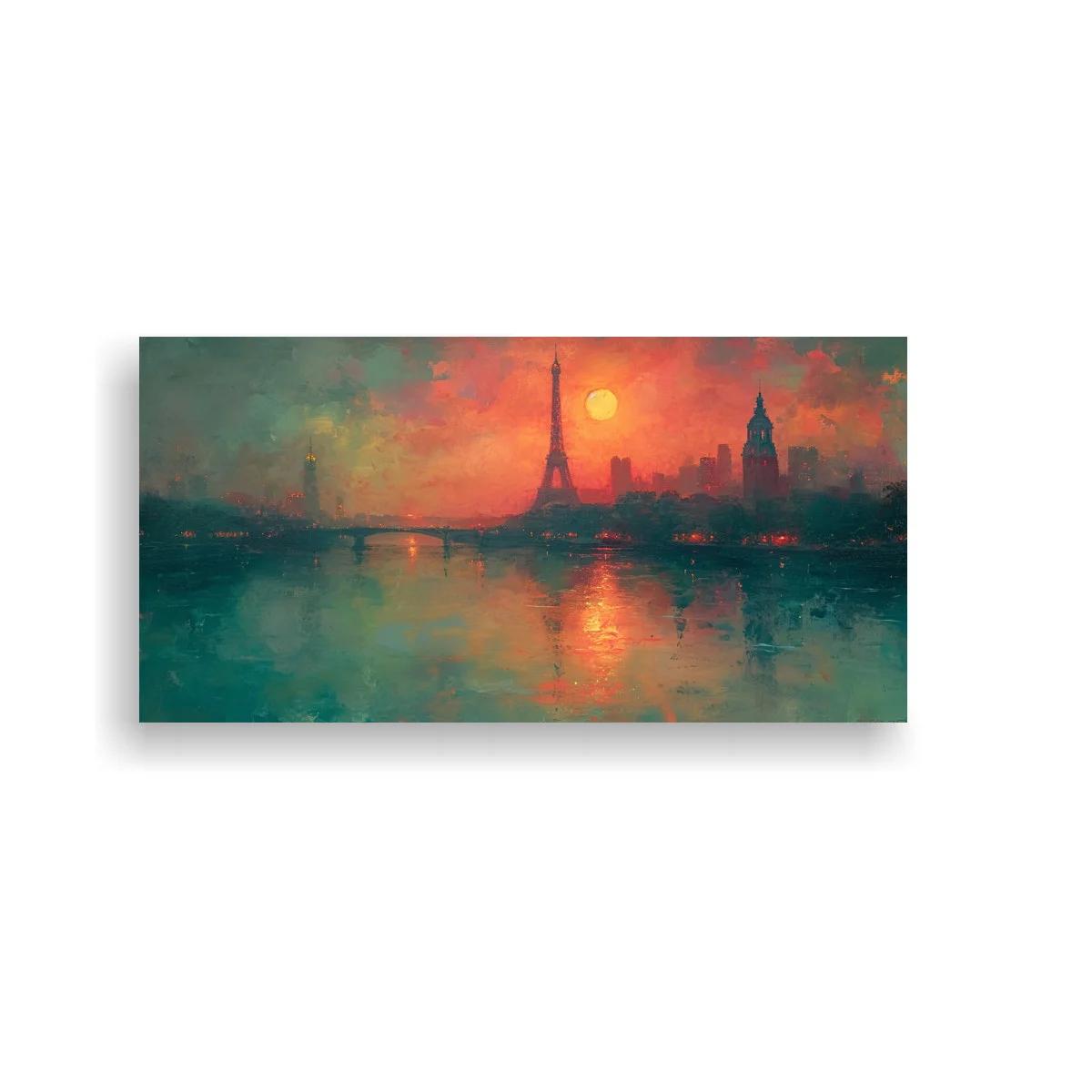Cuadro Torre Eiffel al atardecer con reflejo luminoso