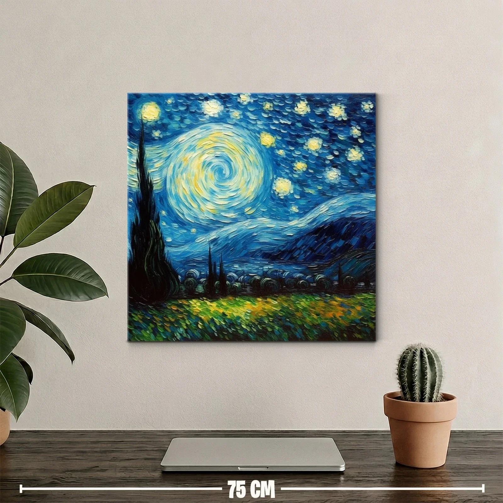 Paisaje nocturno con cielo estrellado y brillo vibrante — miniatura 2