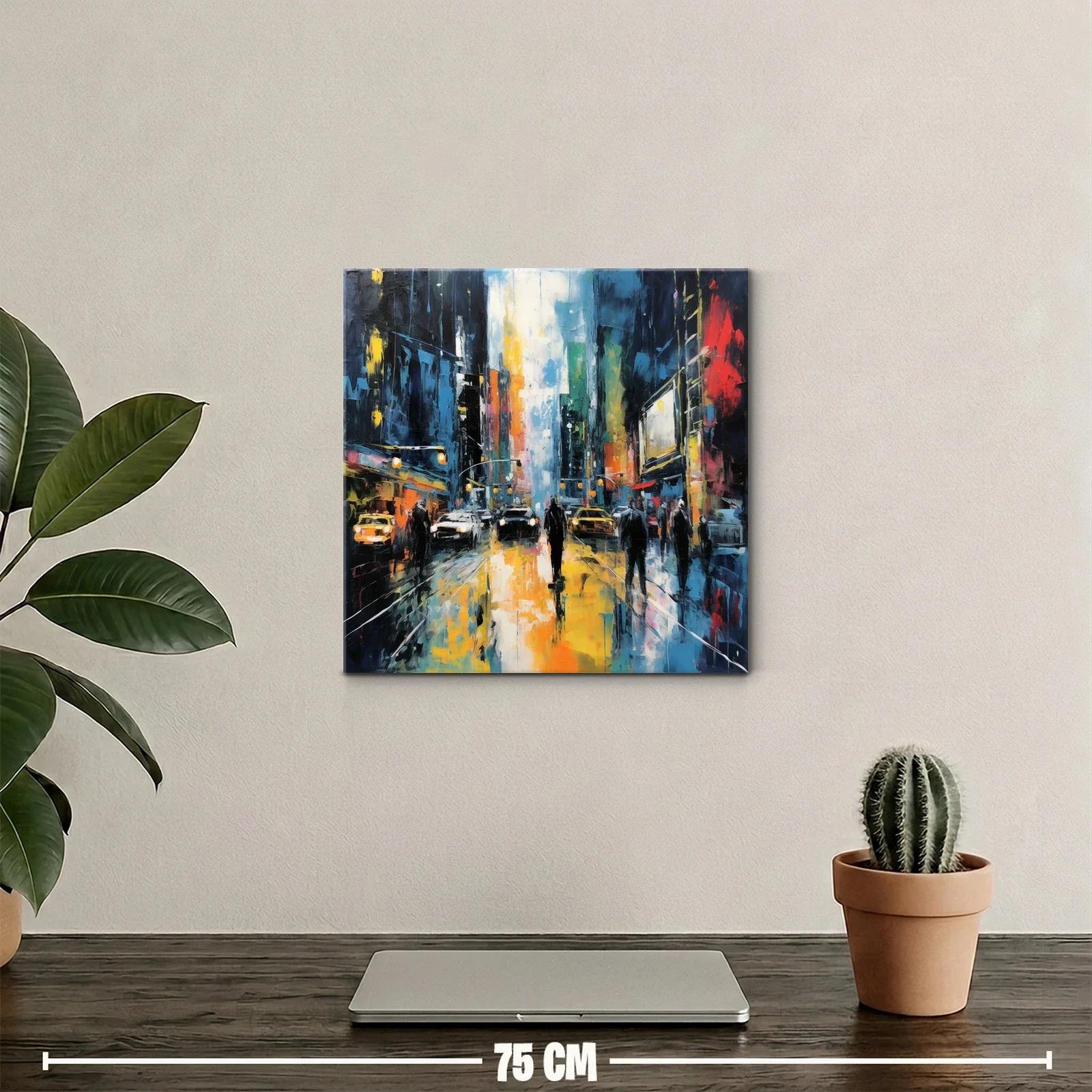 Vibrante ciudad nocturna con reflejos en calles mojadas — miniatura 2