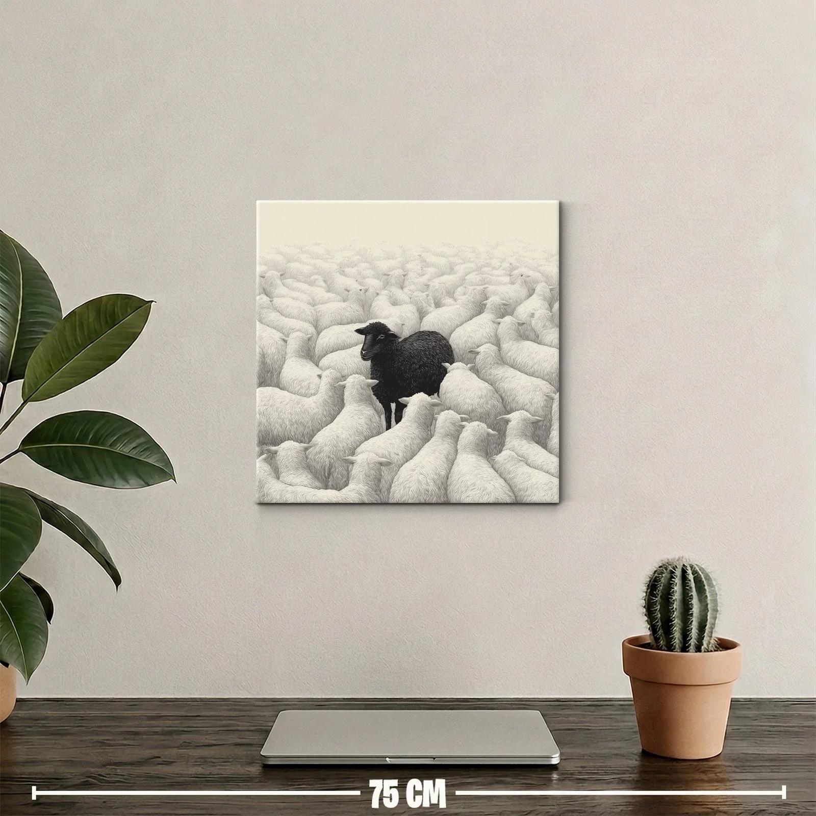 Cuadro con Oveja Negra en Rebaño Blanco — miniatura 2