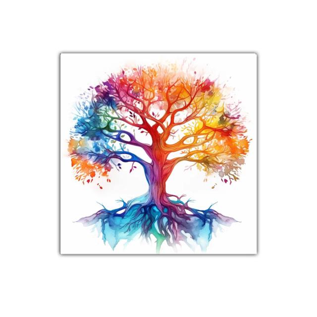 Árbol multicolor que irradia vida y energía vibrante