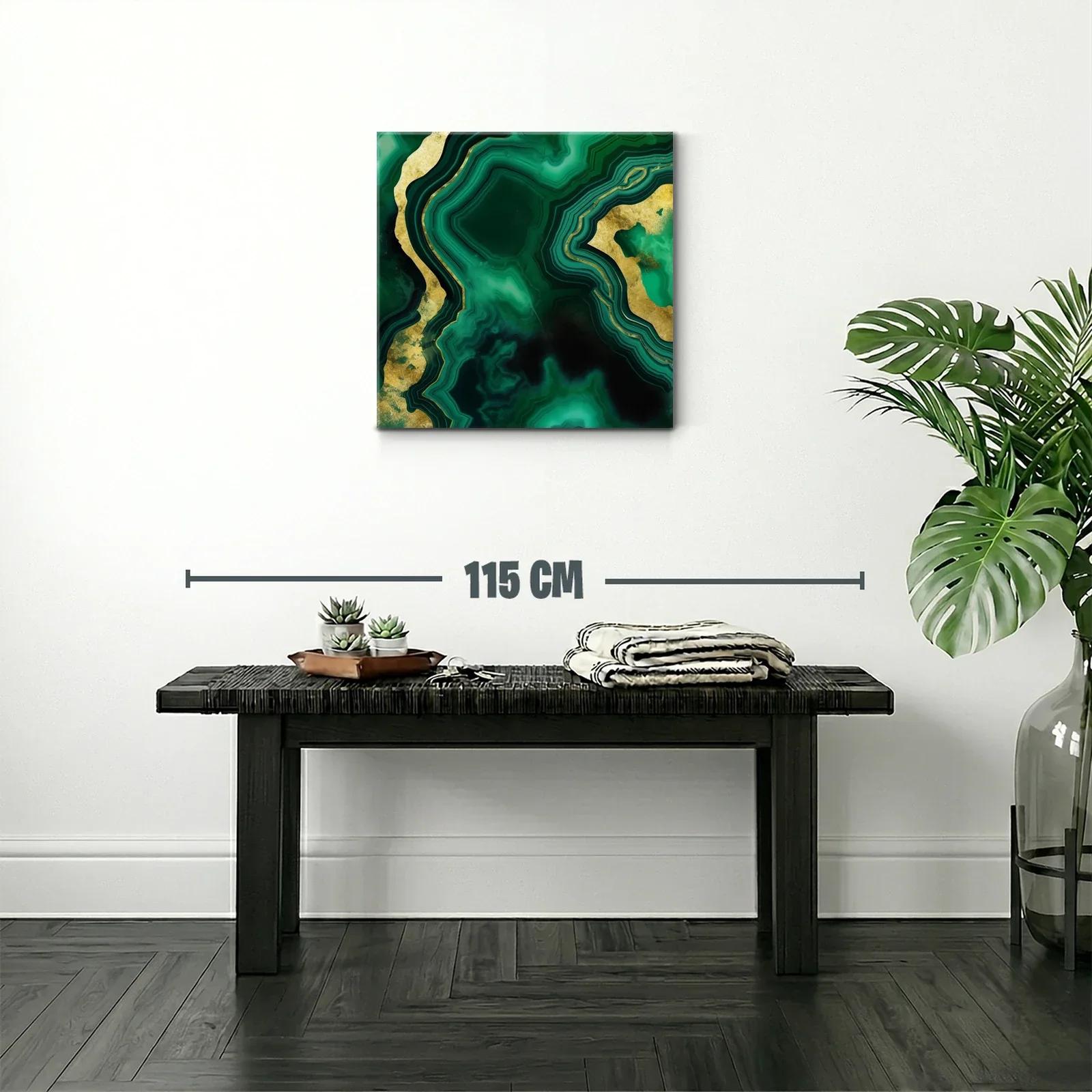 Arte Abstracto en Verde Esmeralda con Destellos Dorados — miniatura 2