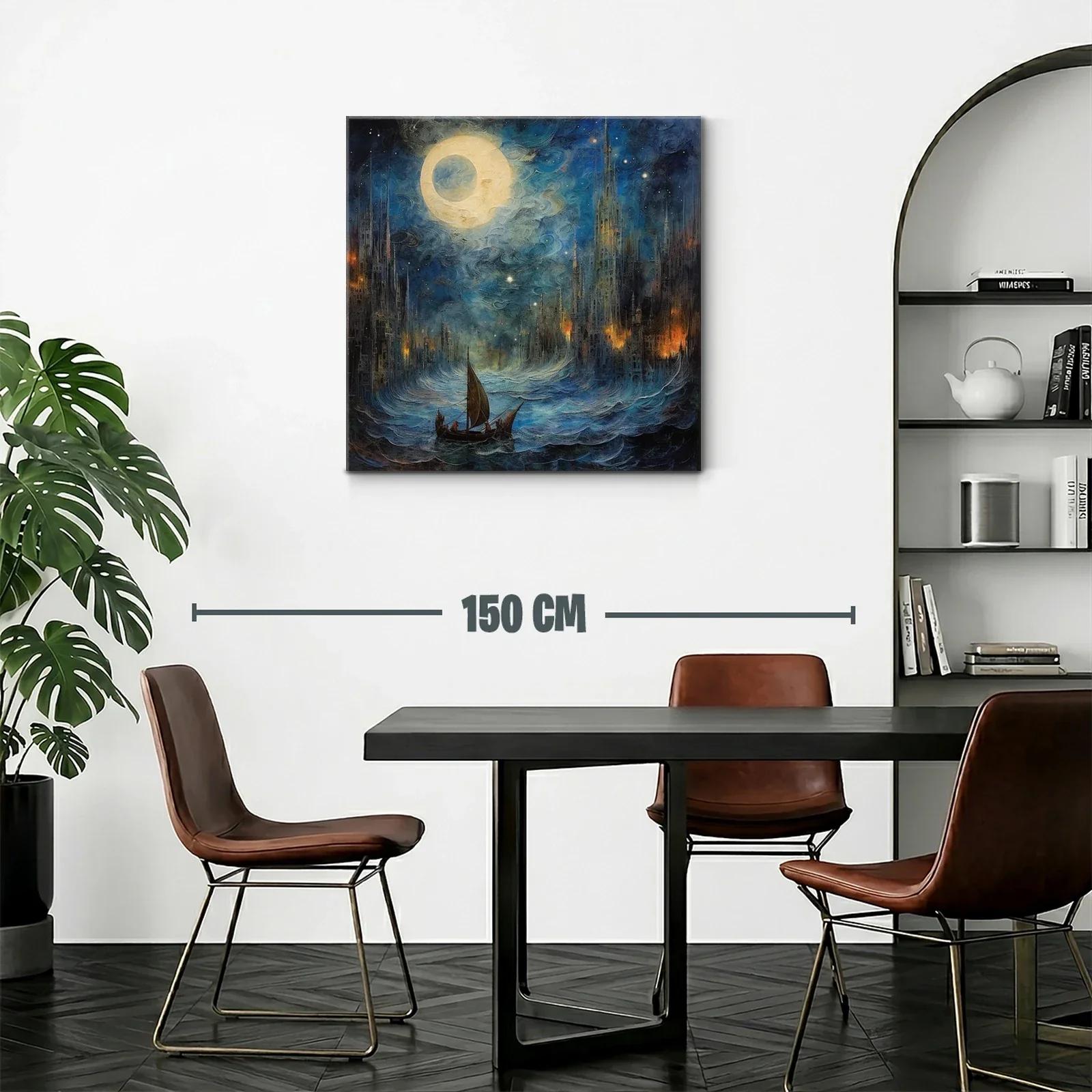Navegando bajo la luna en ciudad de fantasía nocturna — miniatura 2