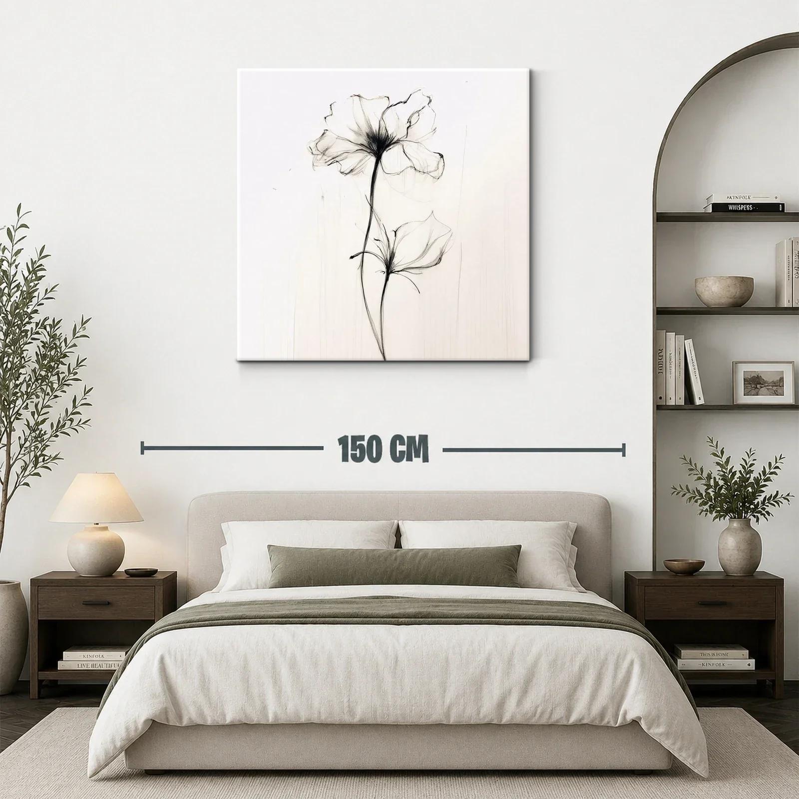 Elegante flor en trazo sutil y delicado en blanco y negro — miniatura 3