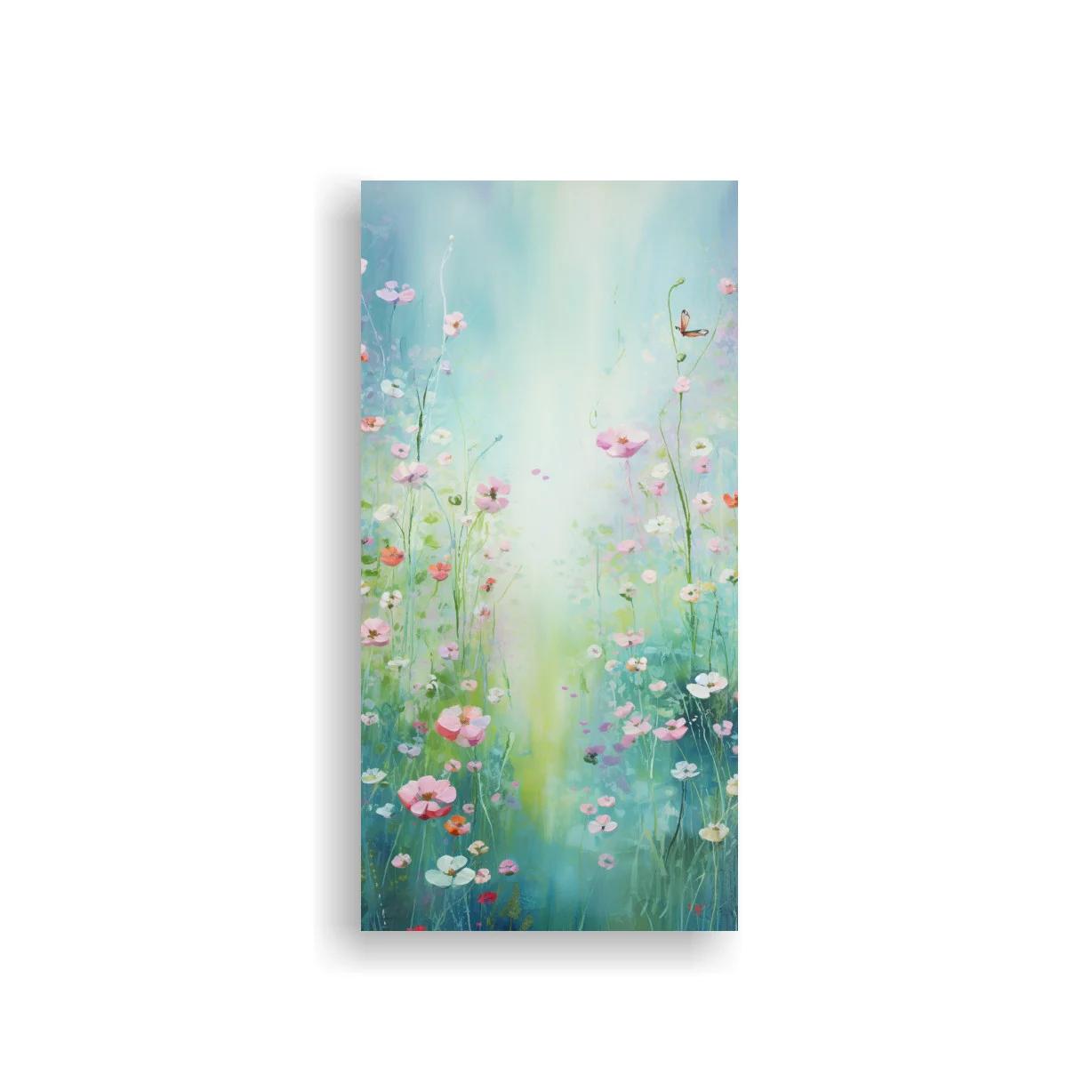 Cuadro de flores silvestres rosadas con acentos blancos