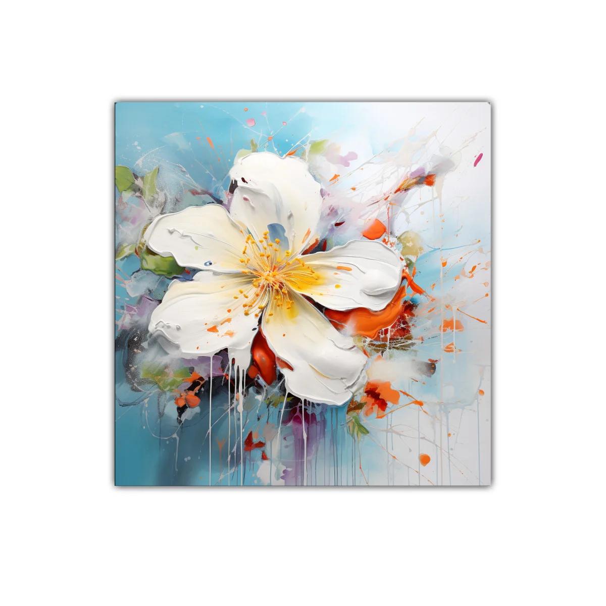 Cuadro Floral con Explosión de Colores Vibrantes y Texturas — imagen principal