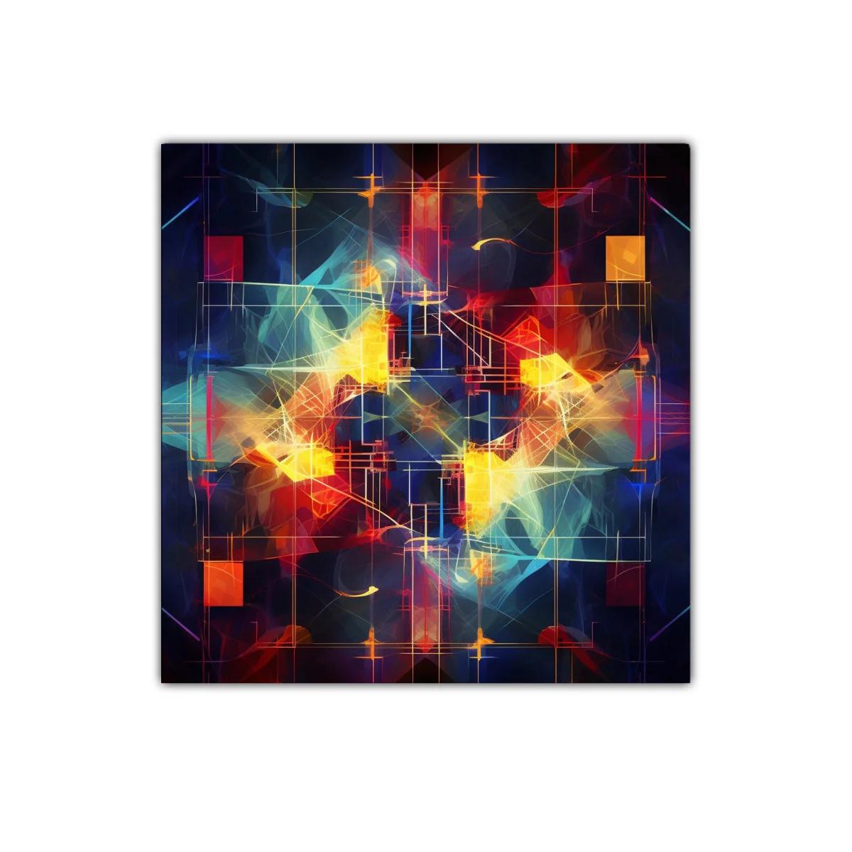 Composición abstracta vibrante con geometría cromática